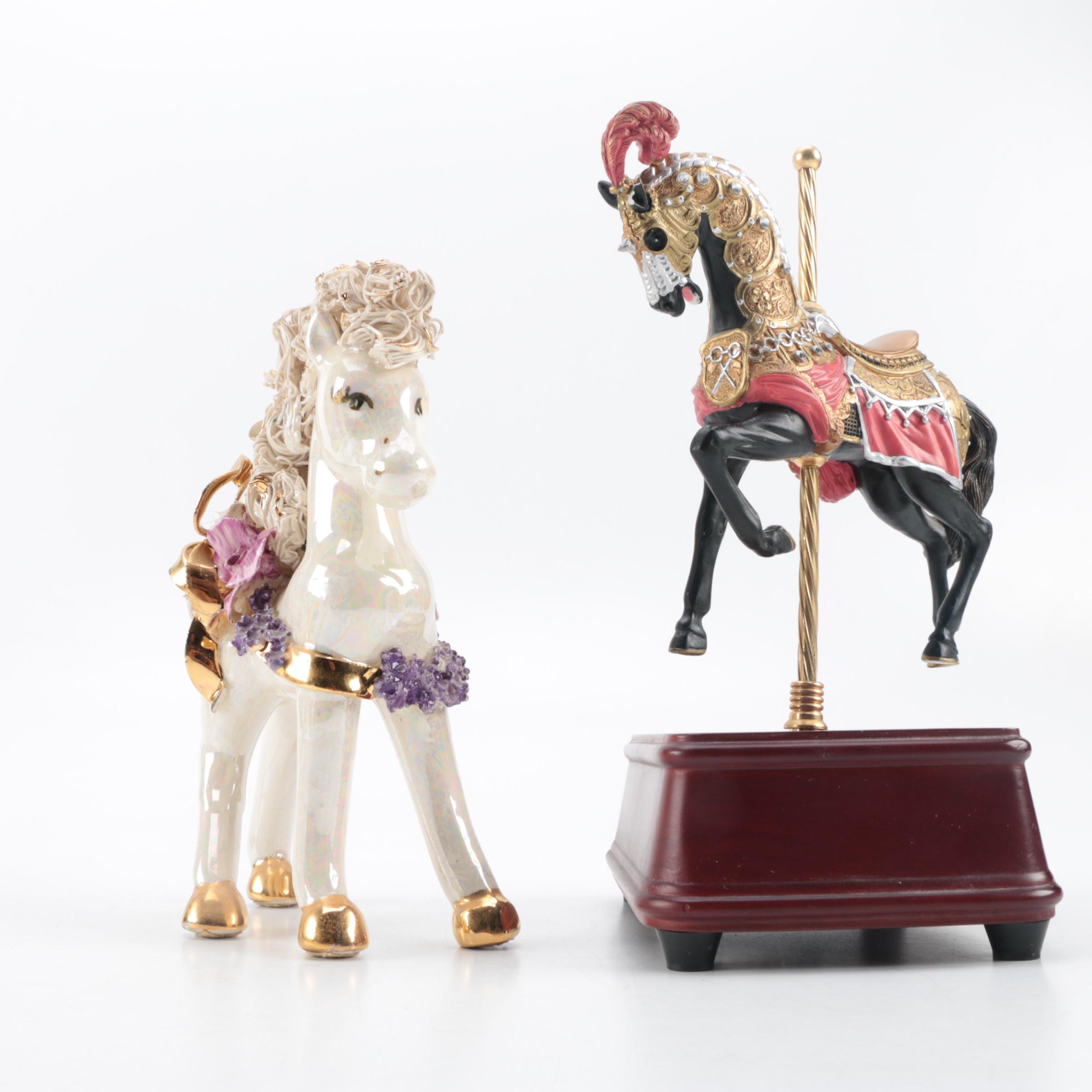 Carousel Collection Horse with Music Box and Ceramic Carousel Horse