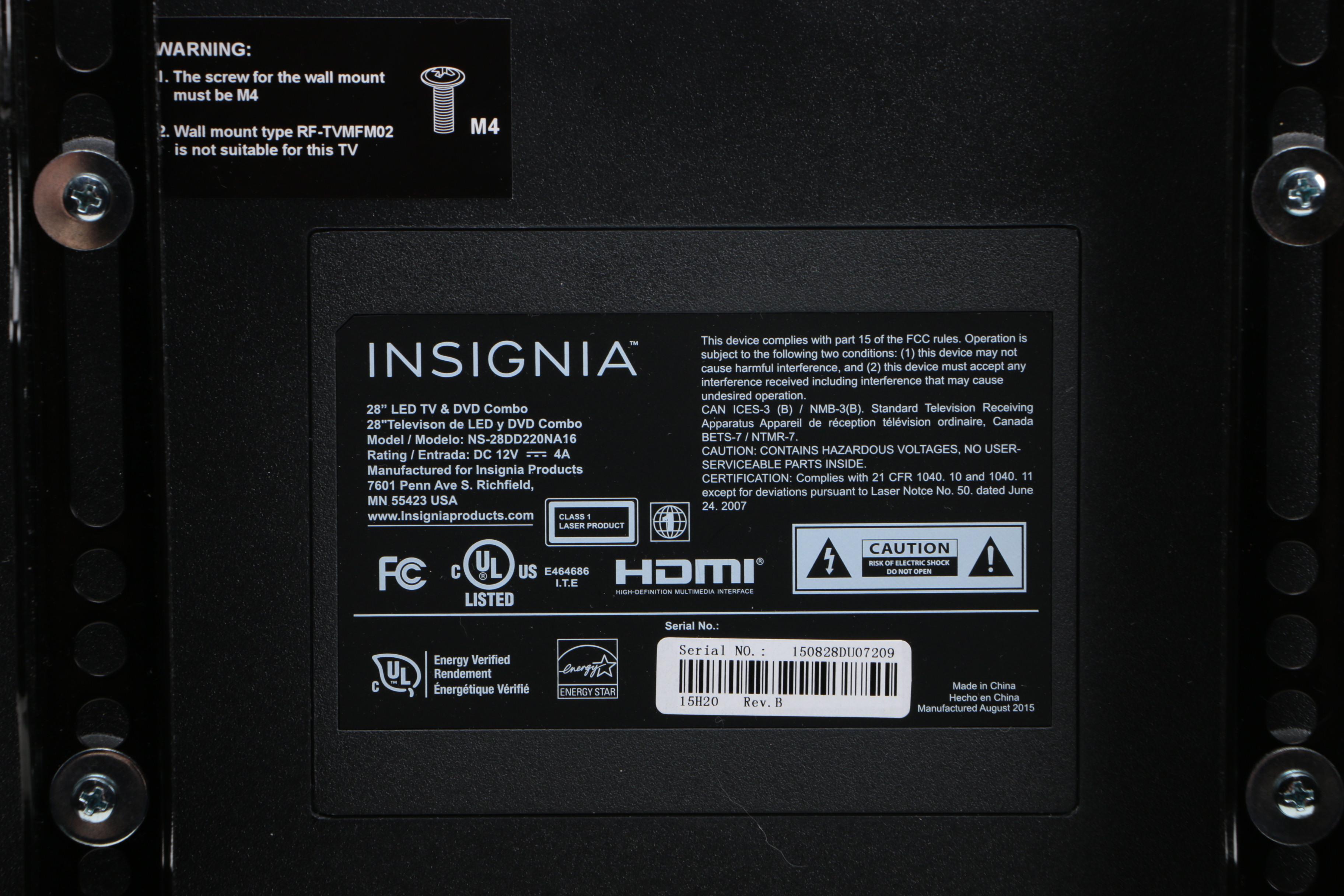 Insignia 28" LED Television with Built-In DVD Player