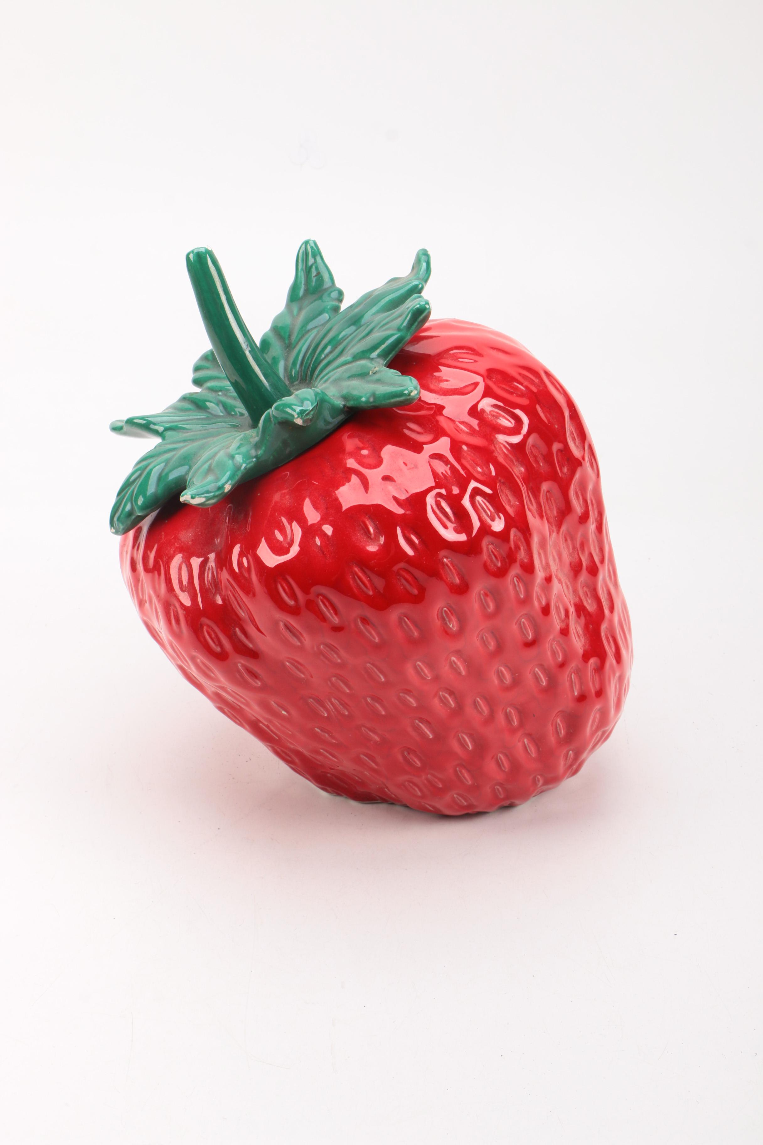 Glazed Ceramic Strawberry Cookie Jar