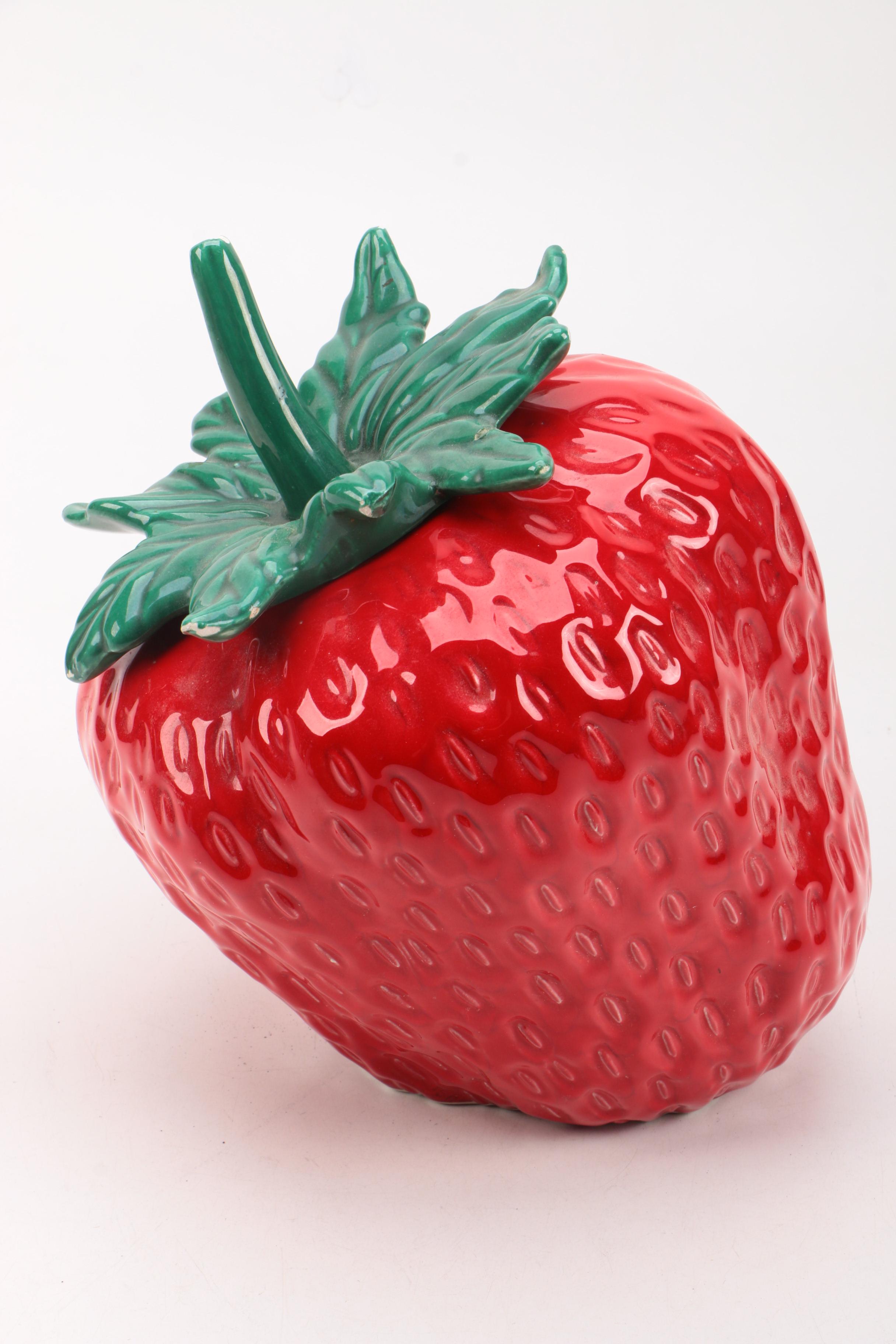 Glazed Ceramic Strawberry Cookie Jar