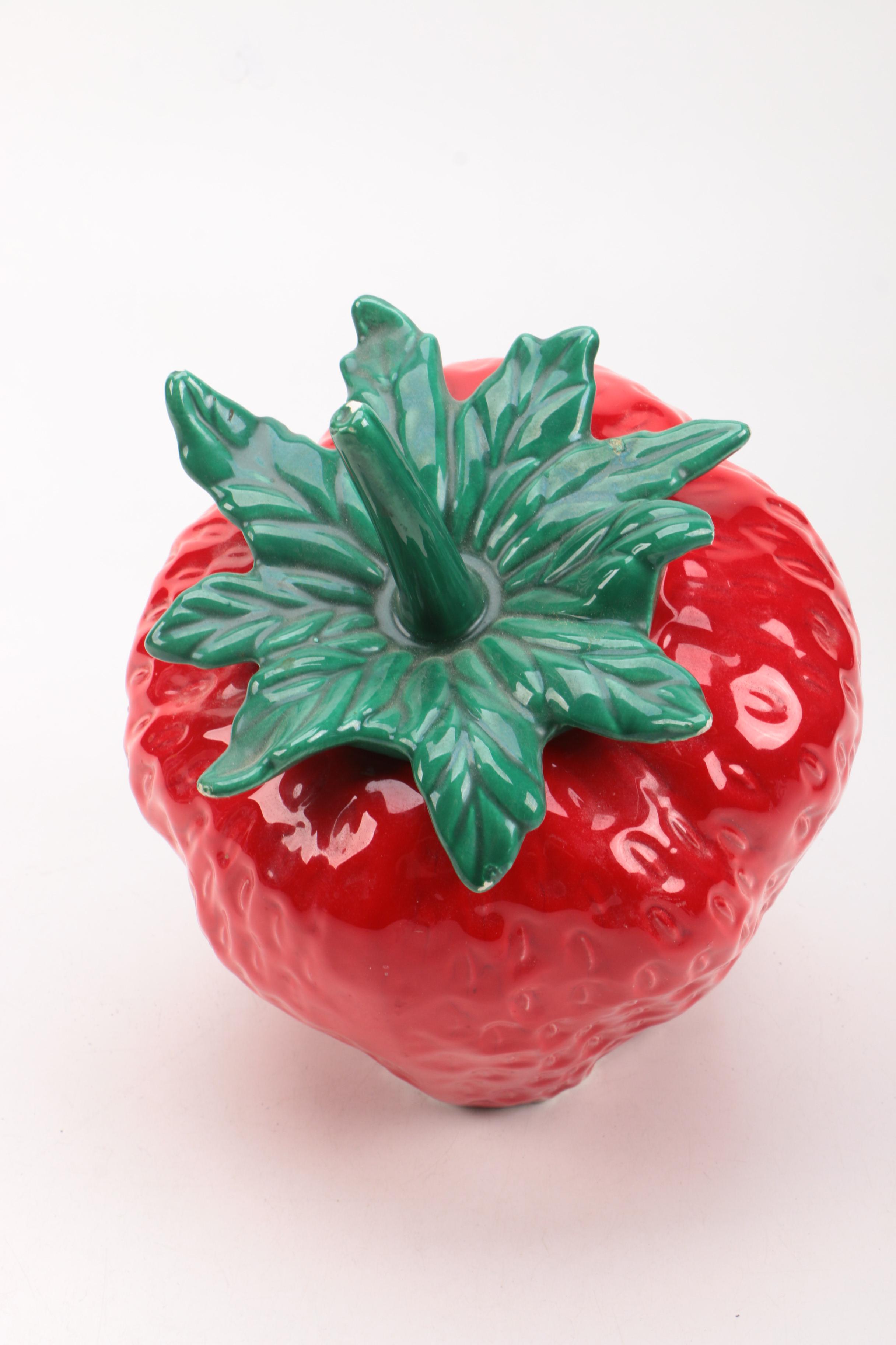 Glazed Ceramic Strawberry Cookie Jar