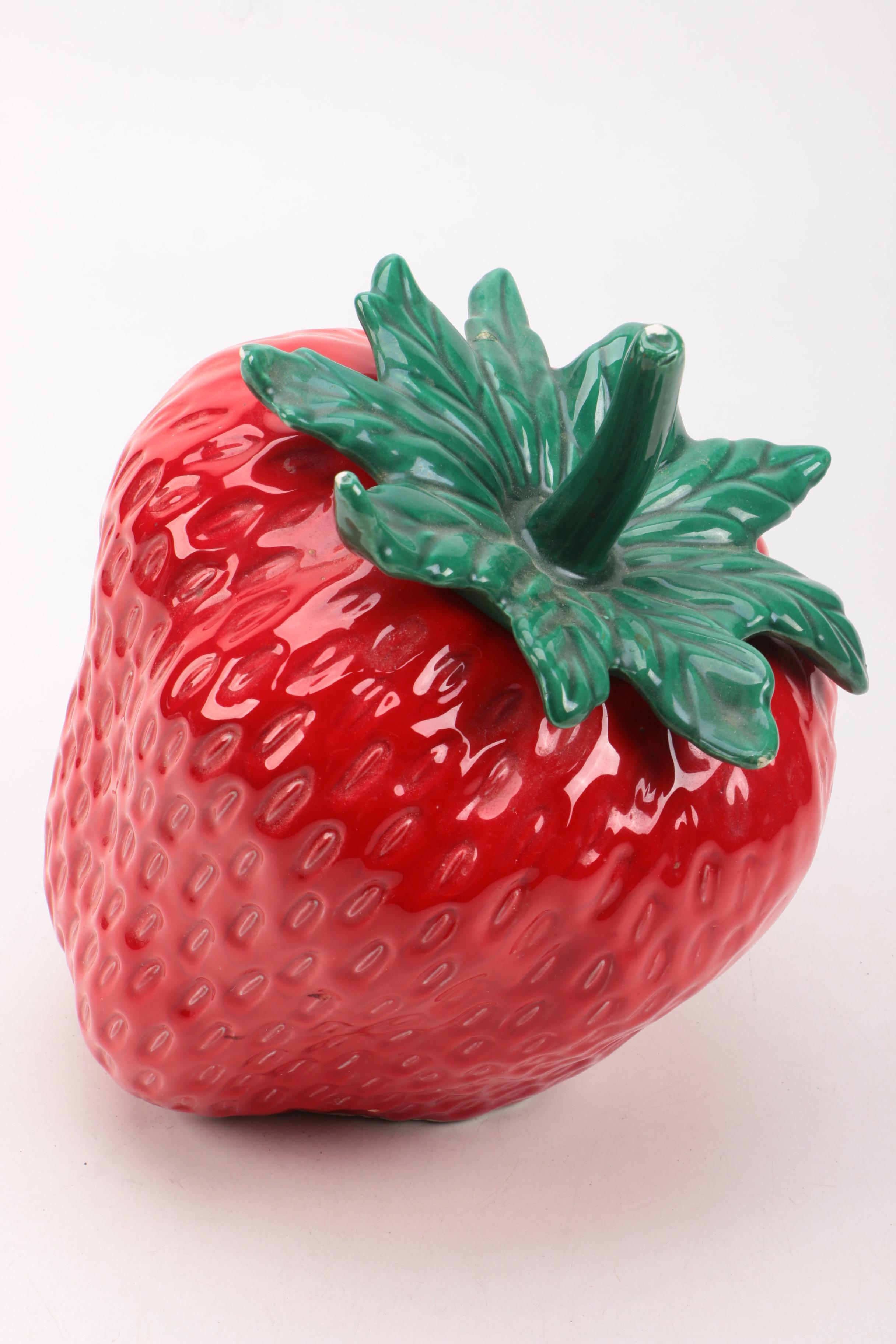 Glazed Ceramic Strawberry Cookie Jar