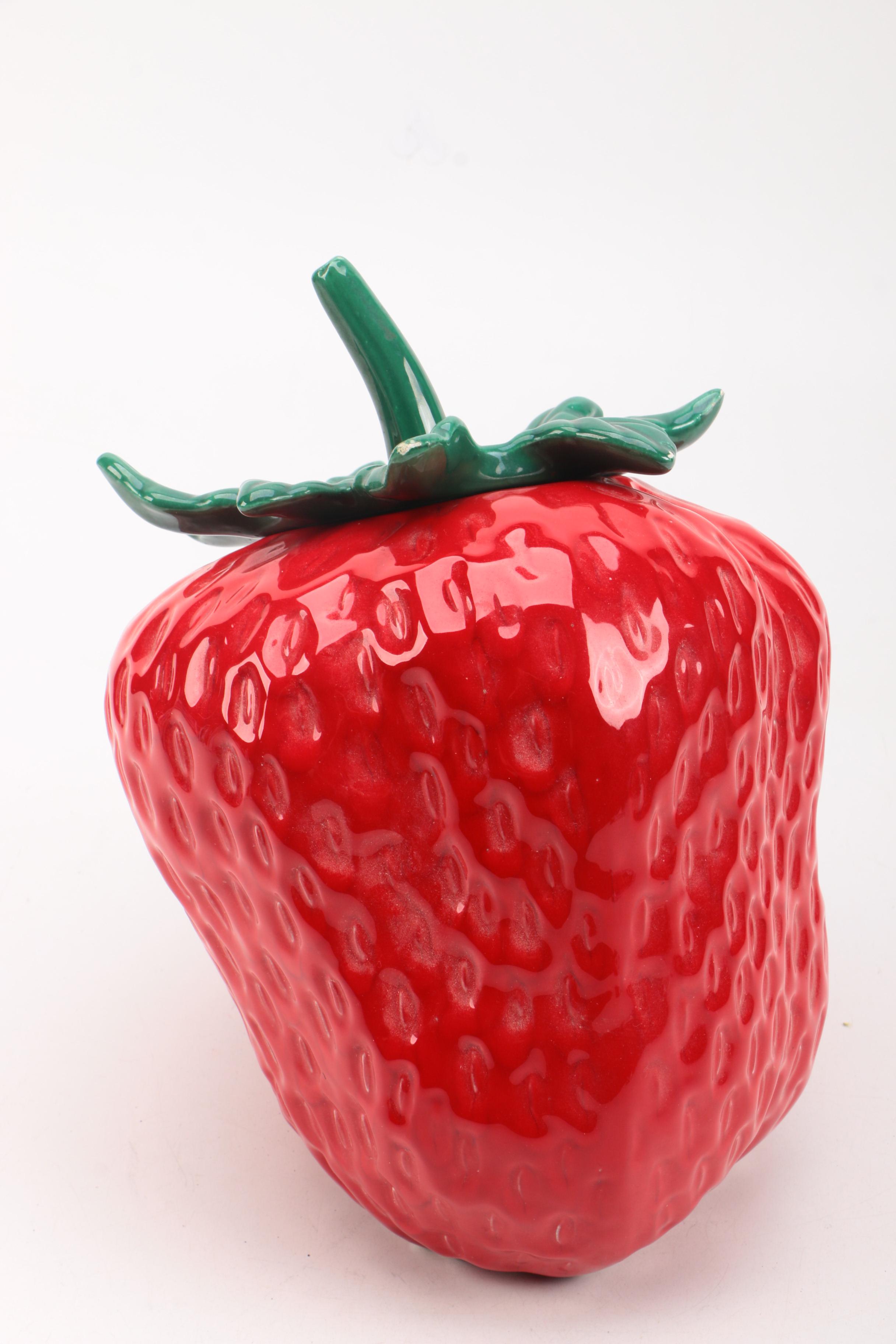 Glazed Ceramic Strawberry Cookie Jar