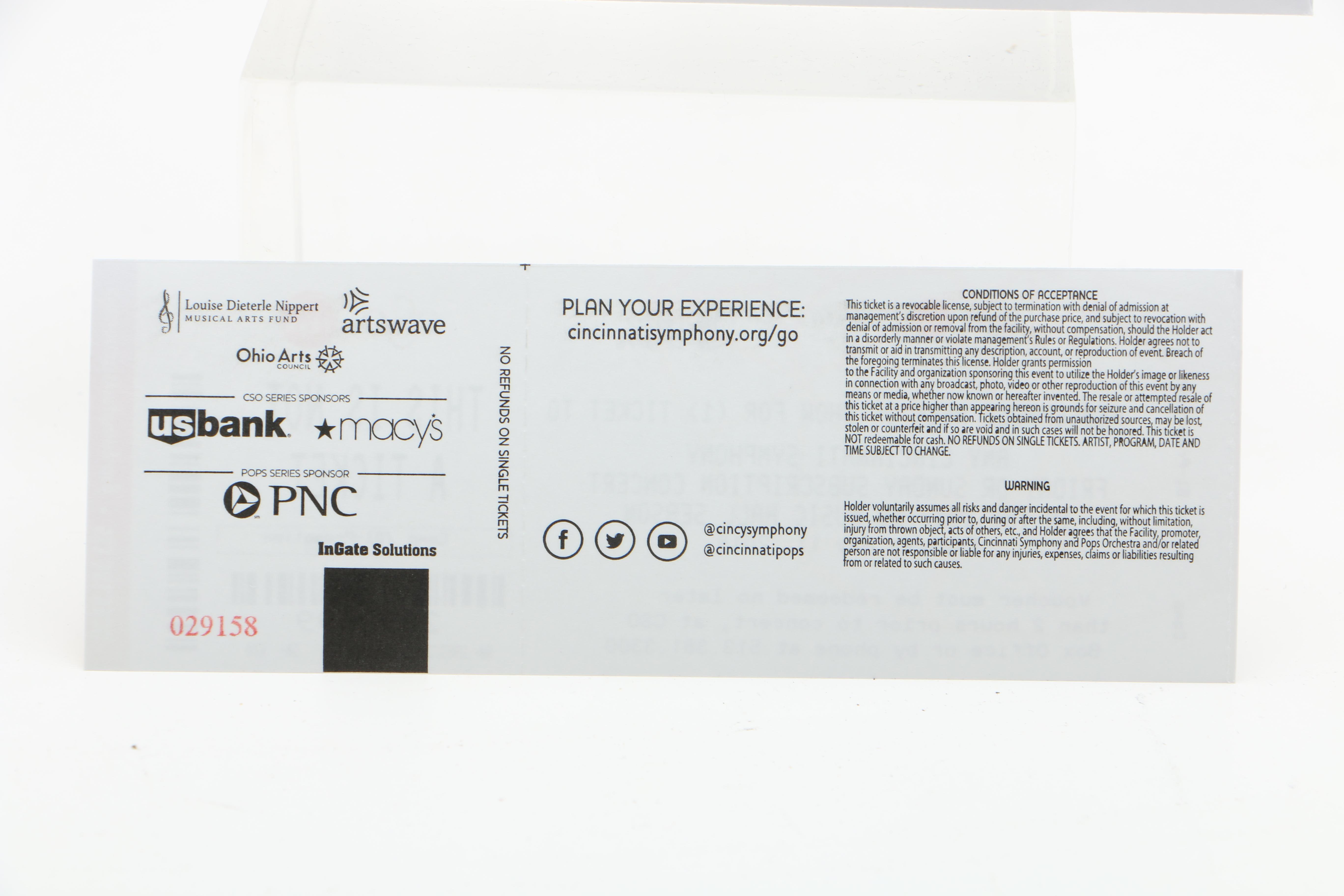 Two Cincinnati Symphony Orchestra Vouchers for Upcoming 2017-2018 Concert