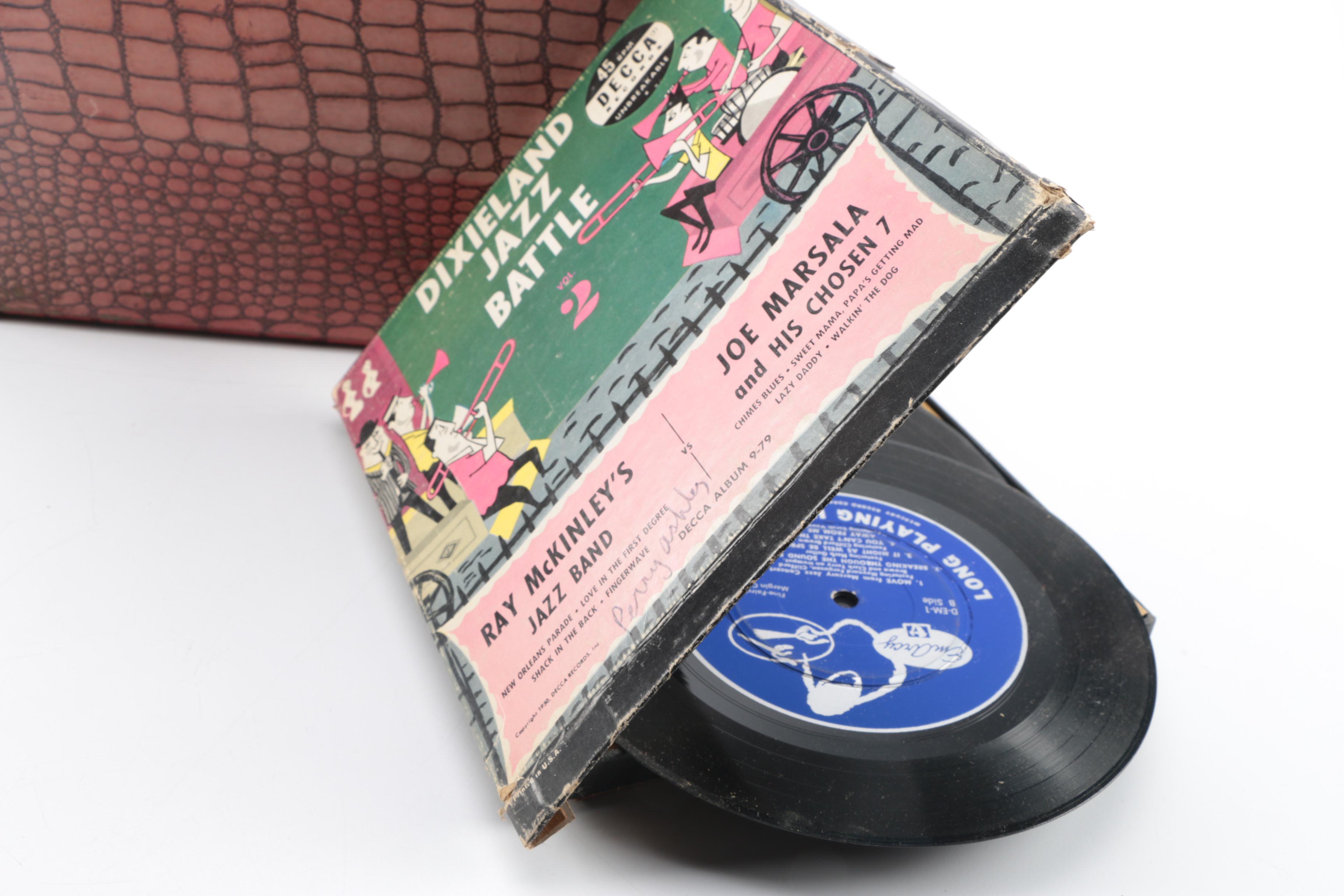 Vintage Cavalier Dual Eight Film Projector and 45 rpm Records