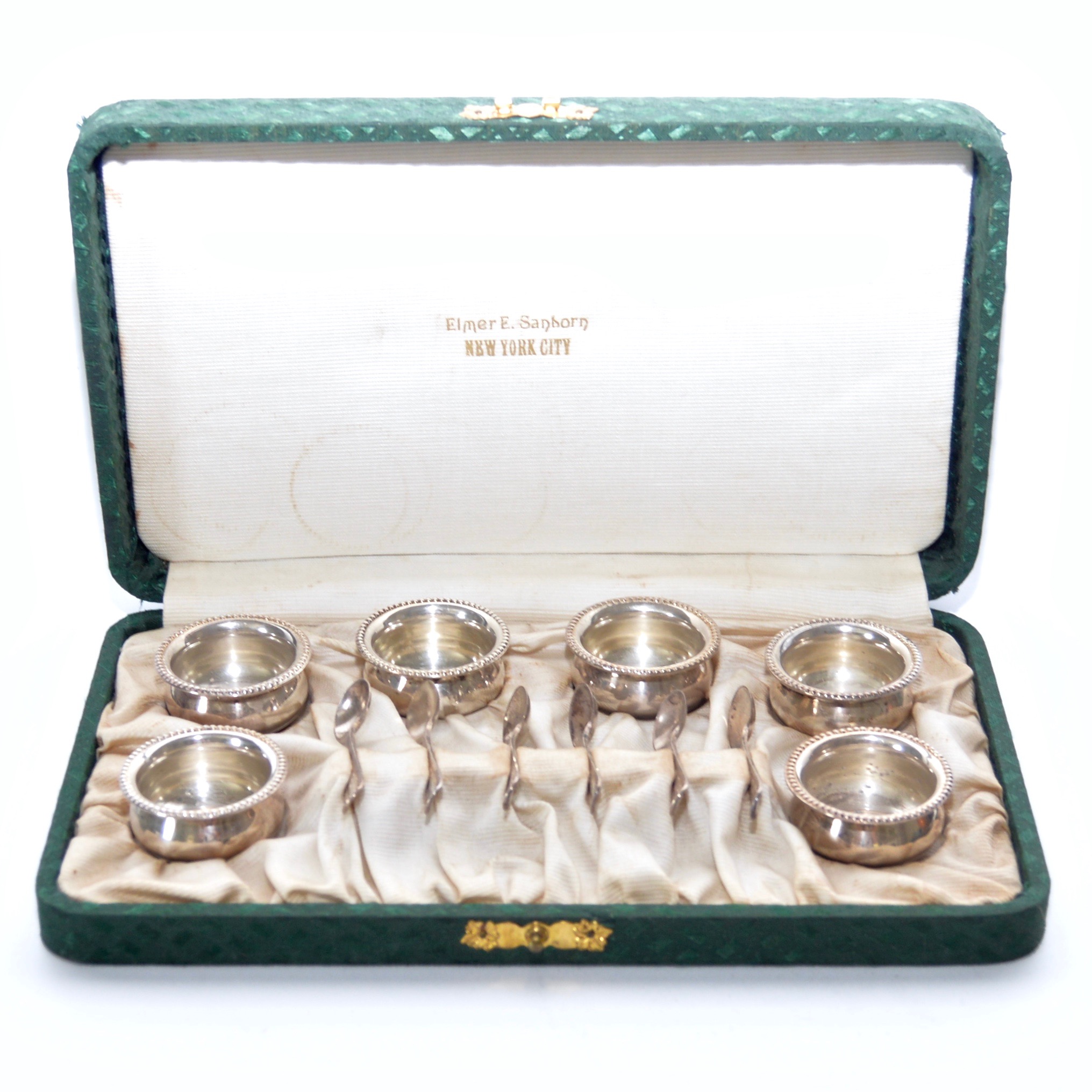 Sterling Silver Salt Cellars with Salt Spoons