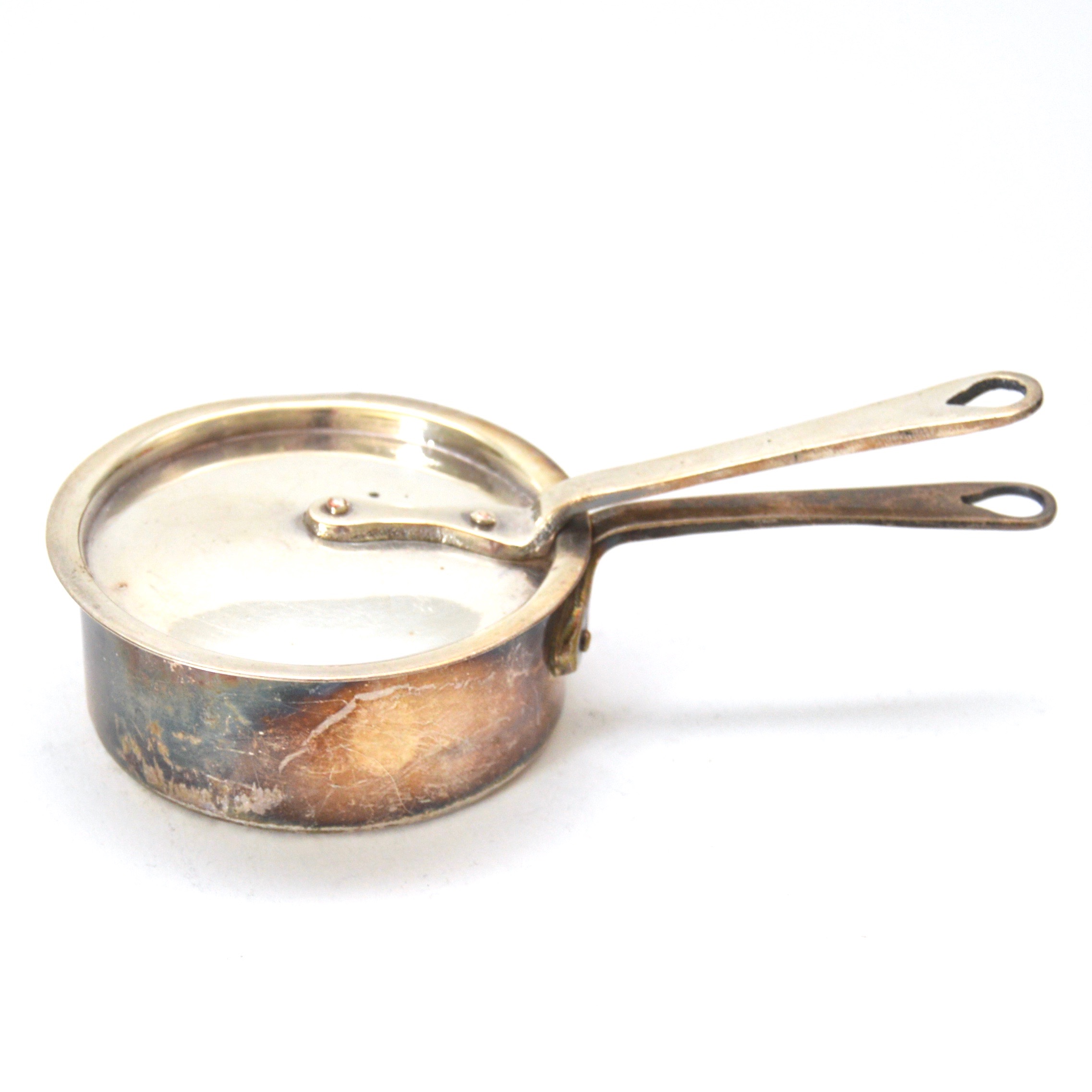 Eleven Antique Plated Silver Miniature Warming Pots