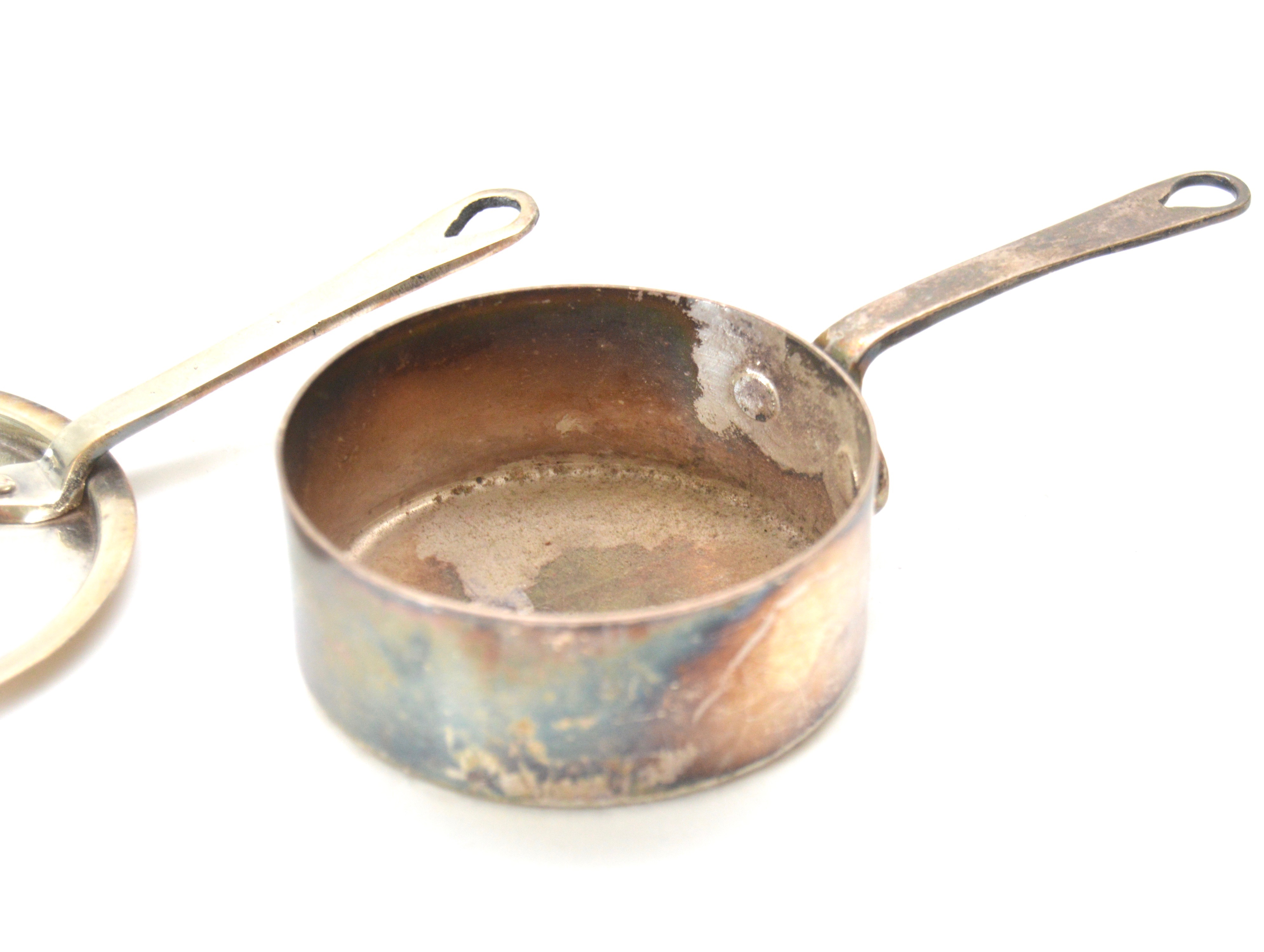 Eleven Antique Plated Silver Miniature Warming Pots