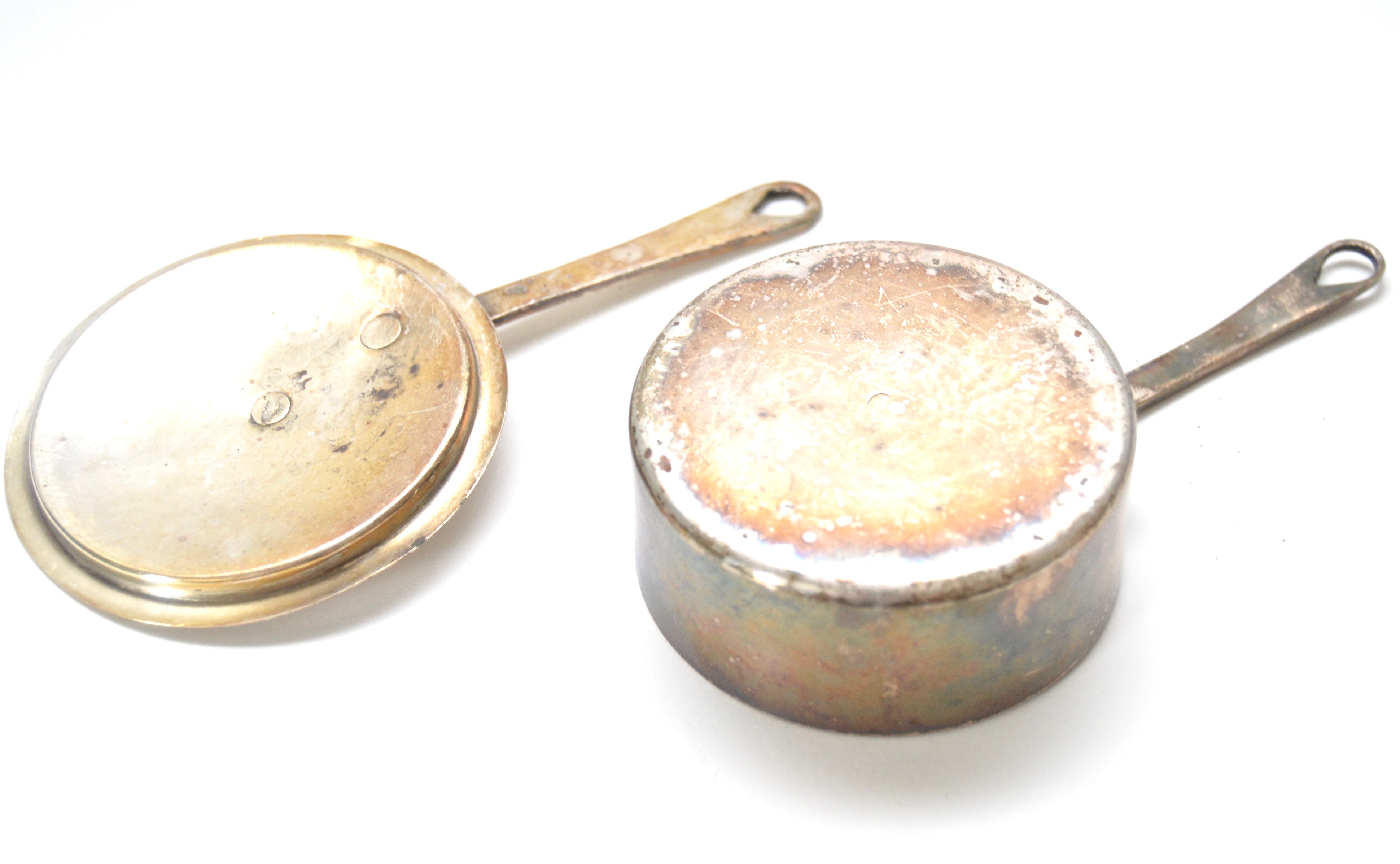 Eleven Antique Plated Silver Miniature Warming Pots