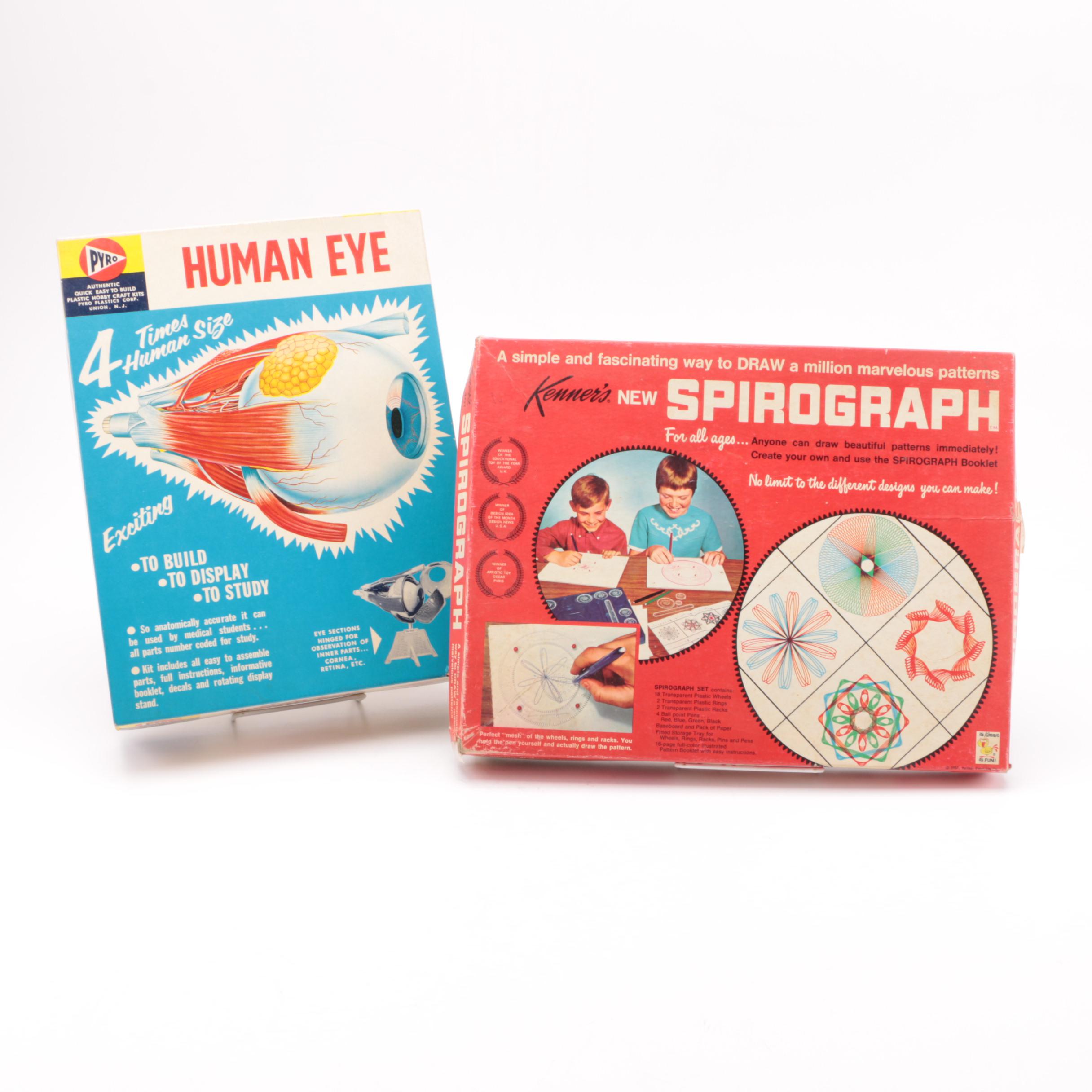 Vintage Human Eye Model Kit and Spirograph Kit