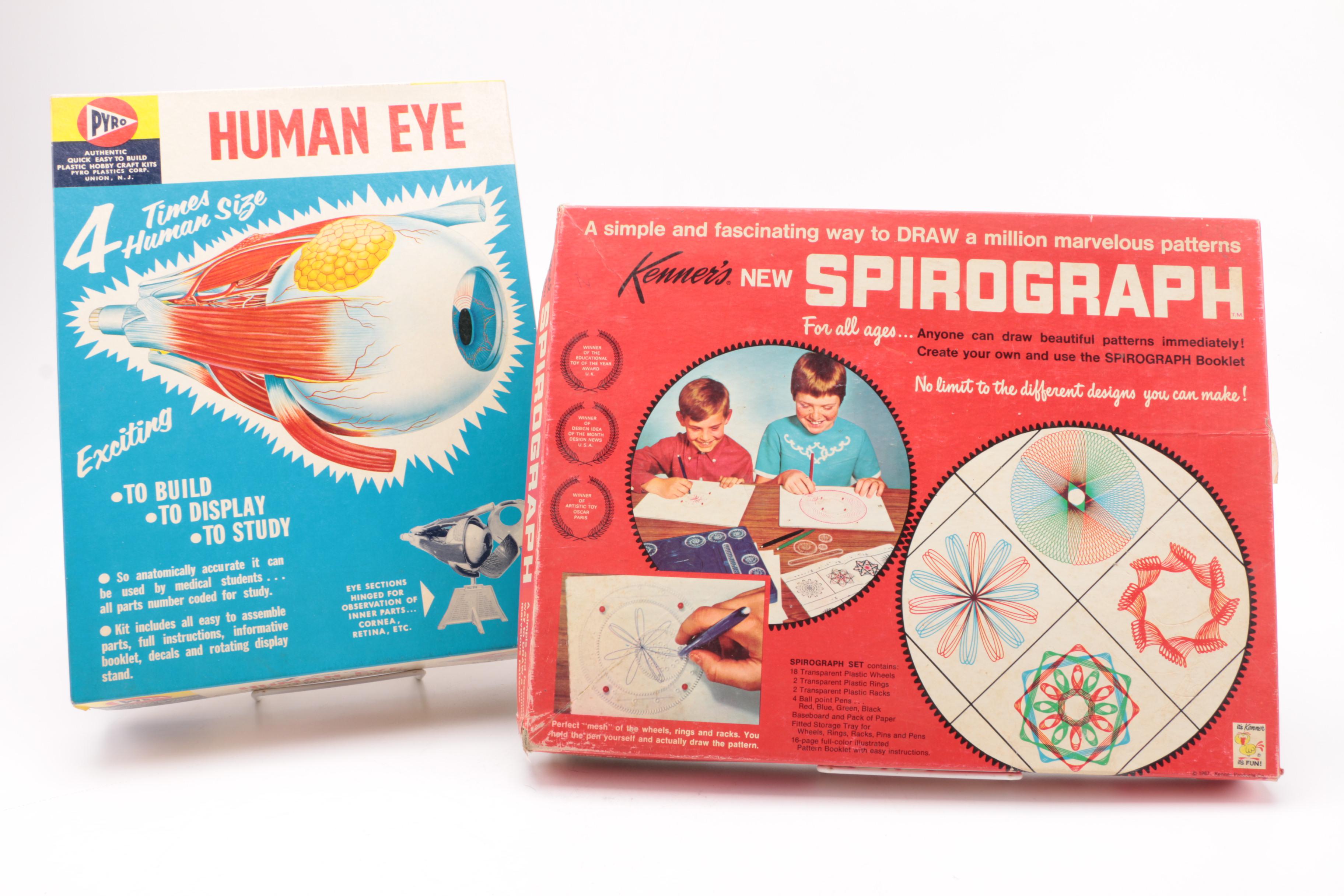 Vintage Human Eye Model Kit and Spirograph Kit