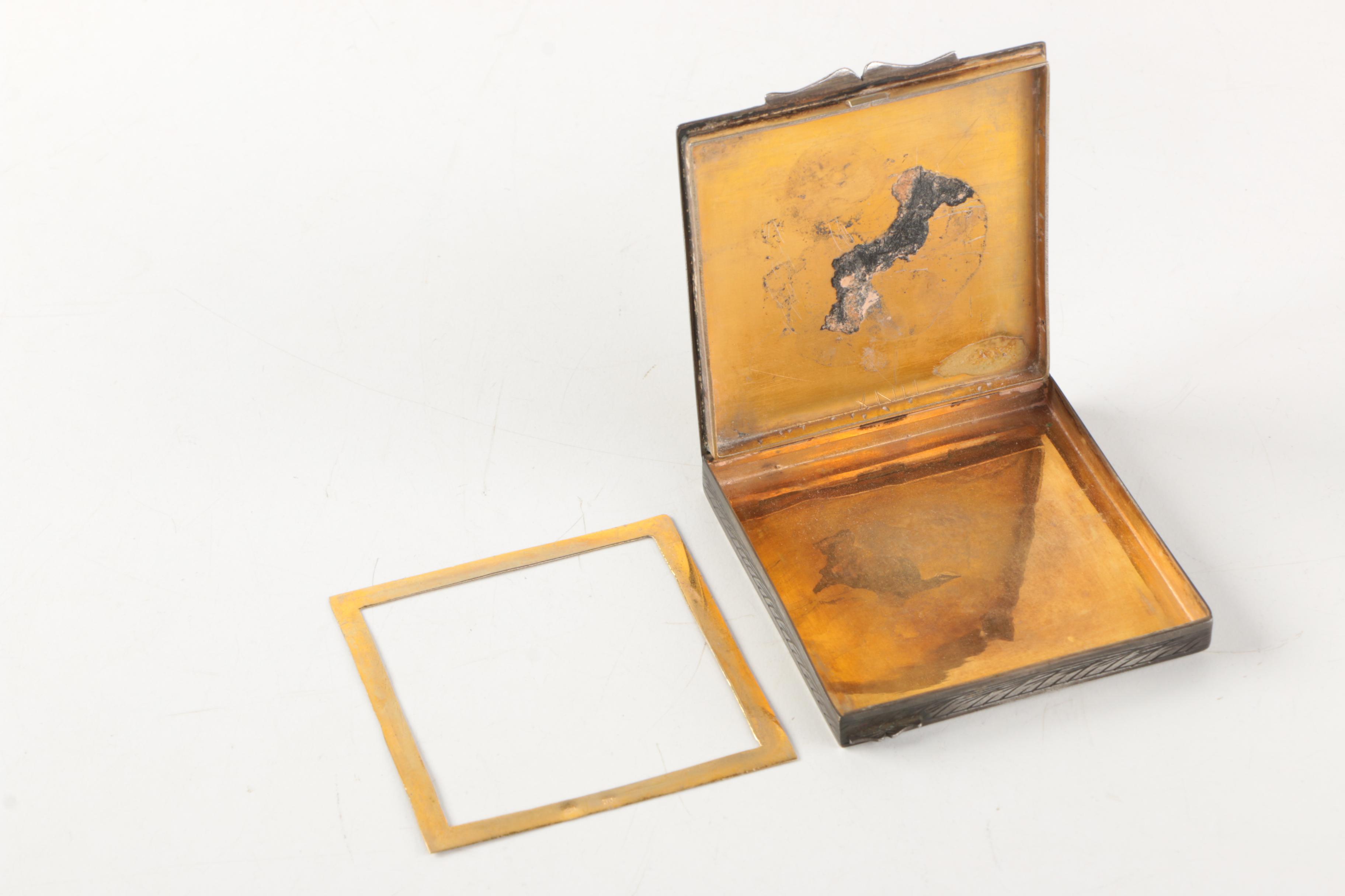 Vintage Italian 800 Silver and Enamel Case