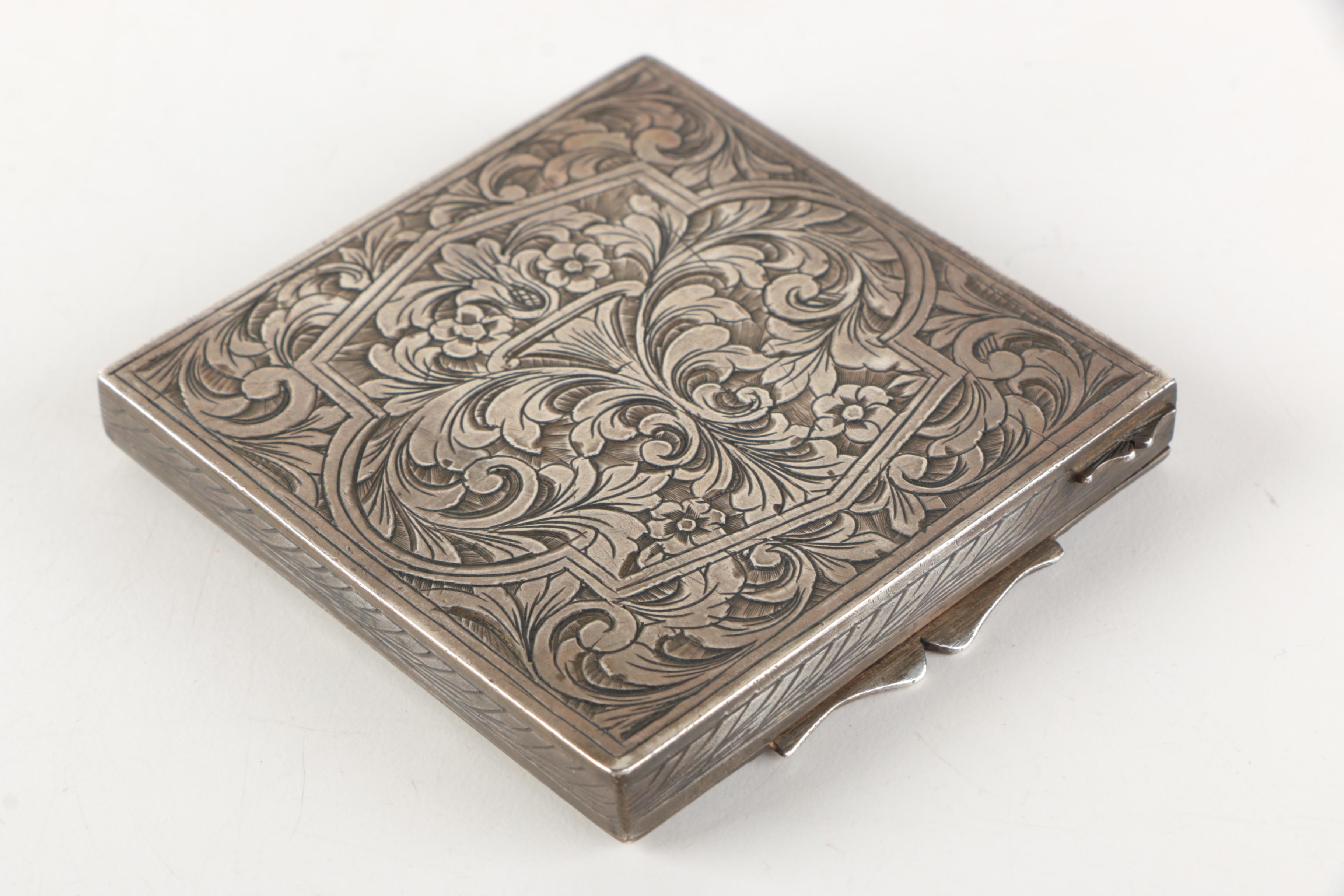 Vintage Italian 800 Silver and Enamel Case