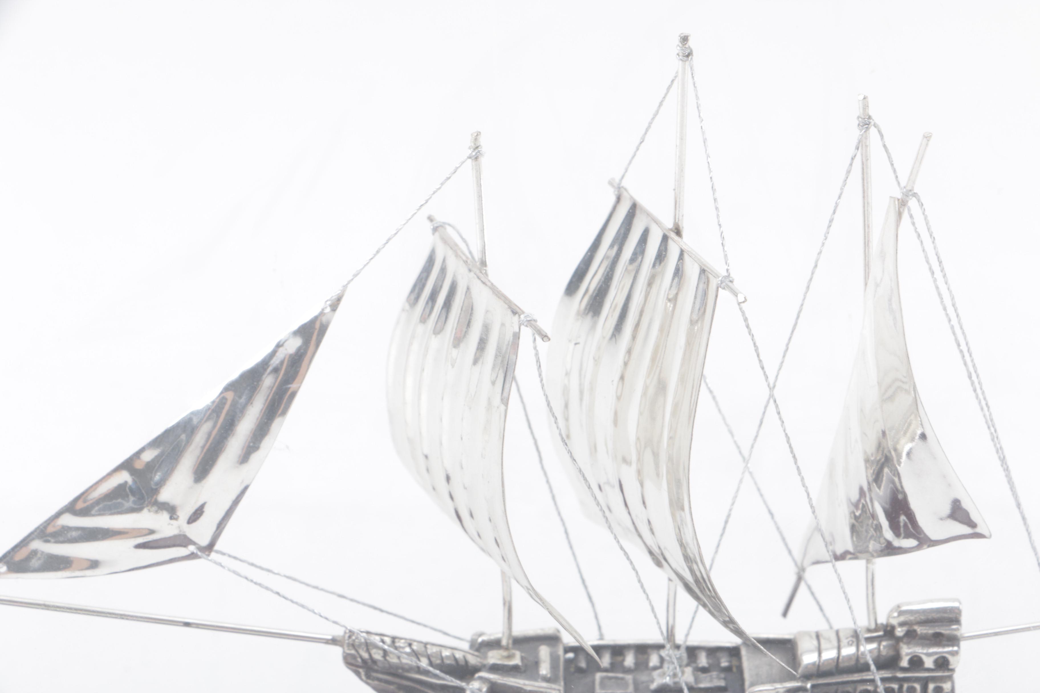 Xanthopoulos Hand Made 950 Silver Ship Figurine in Case