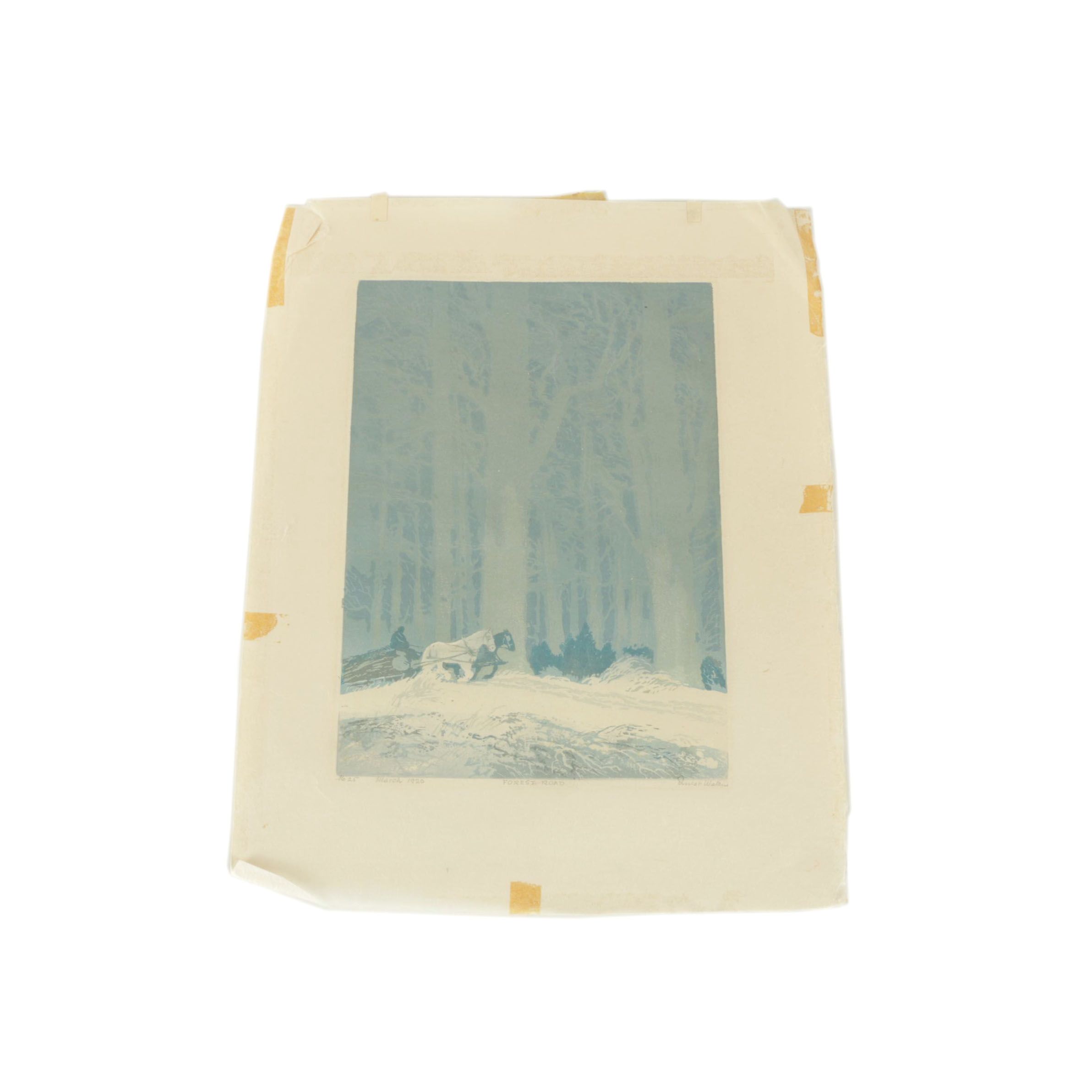 Ernest Watson 1920 Color Woodblock on Paper "Forest Road"
