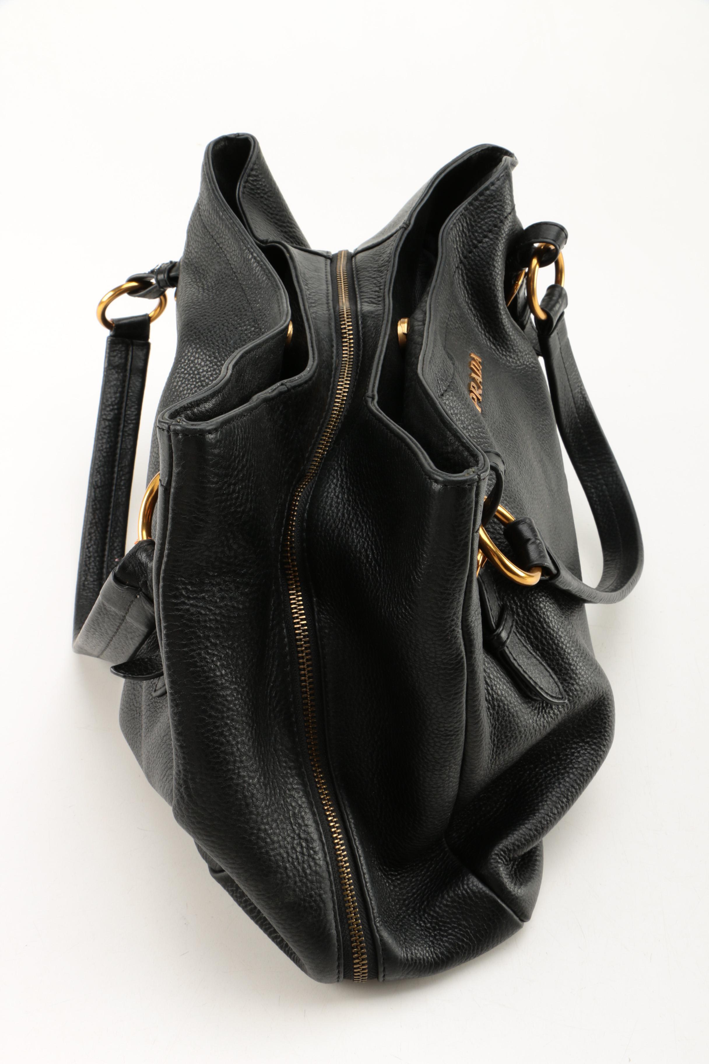 Prada Black Pebbled Leather Handbag