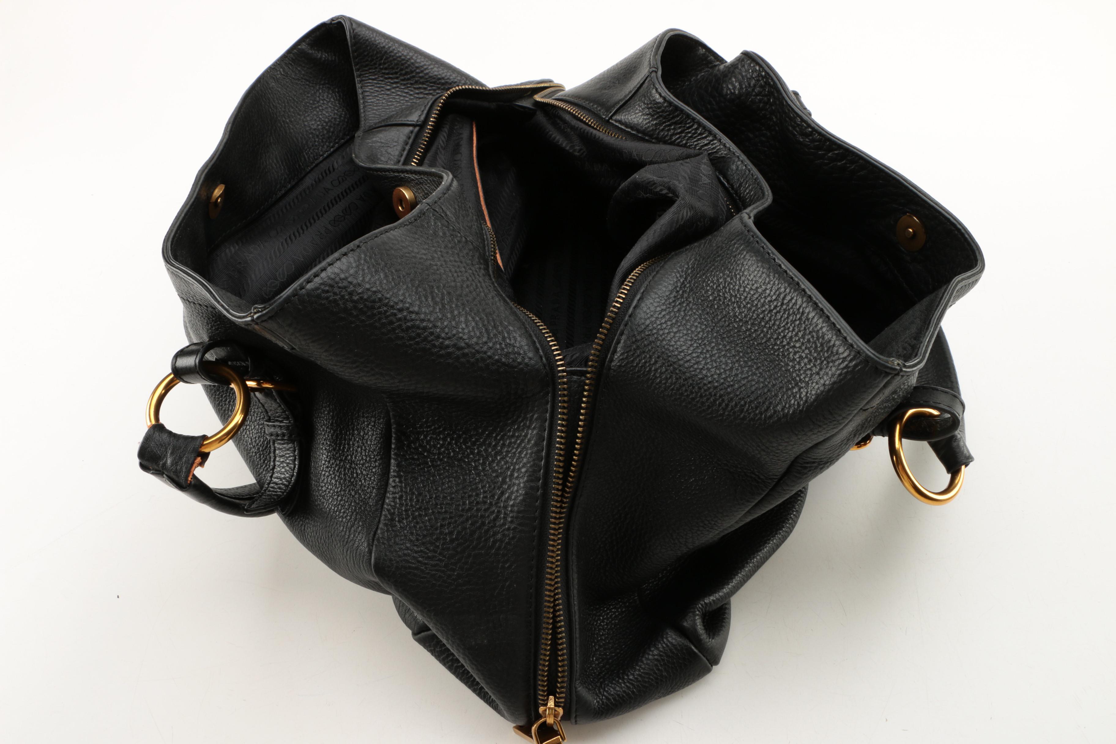 Prada Black Pebbled Leather Handbag