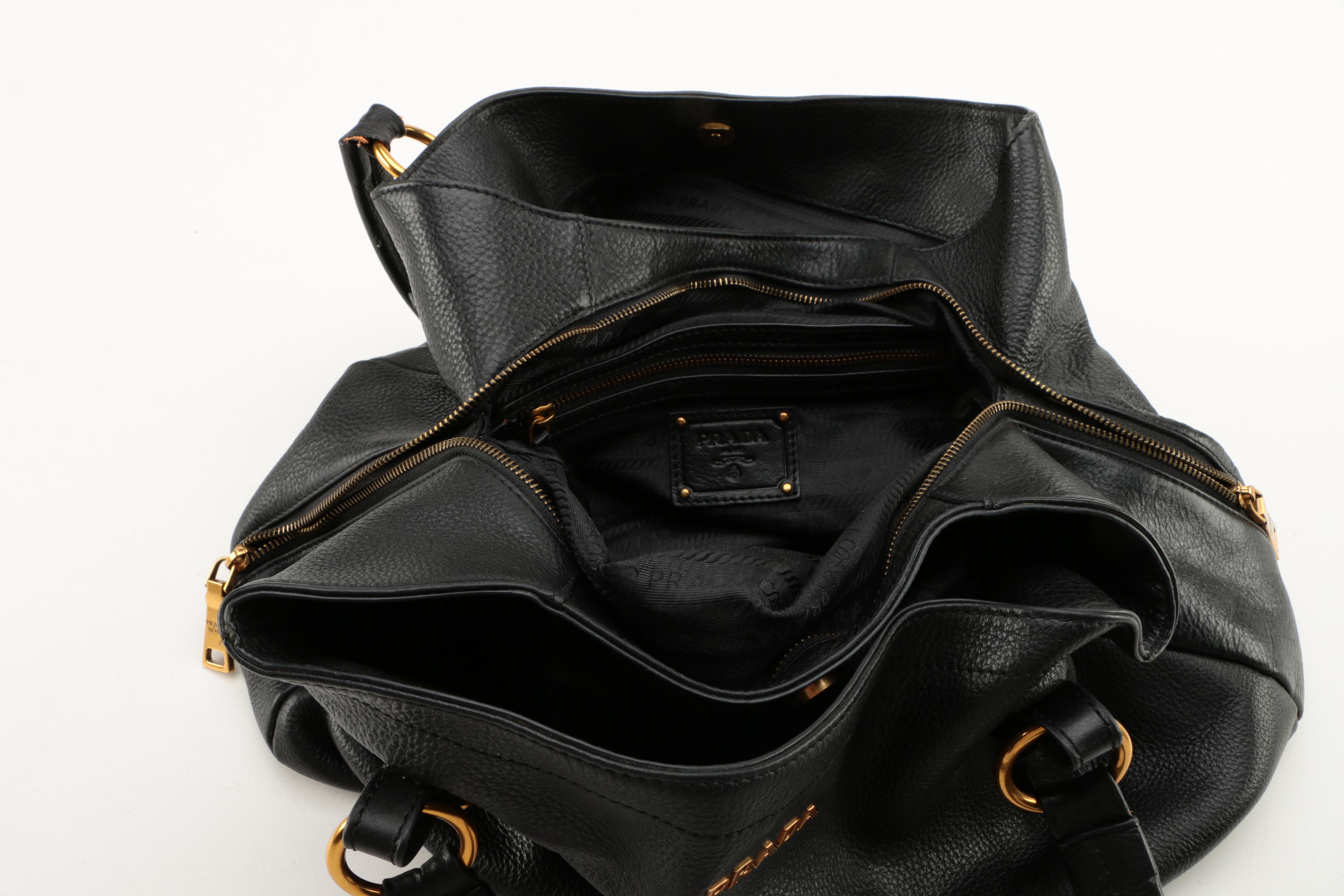 Prada Black Pebbled Leather Handbag