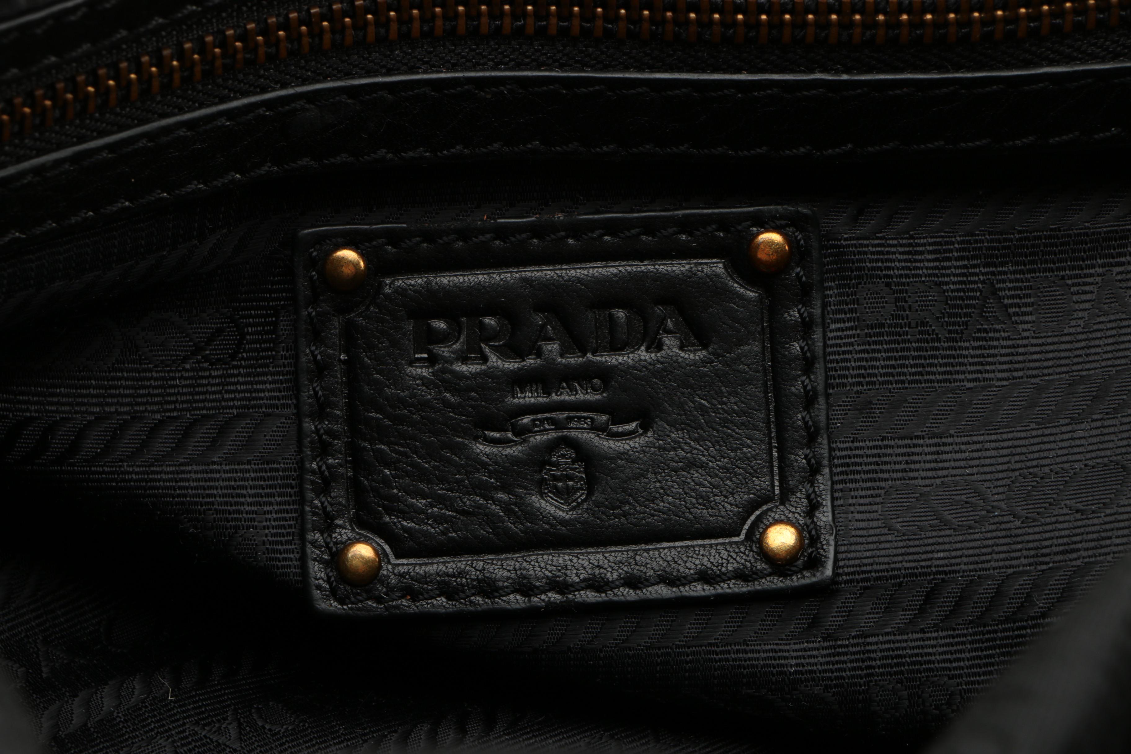 Prada Black Pebbled Leather Handbag
