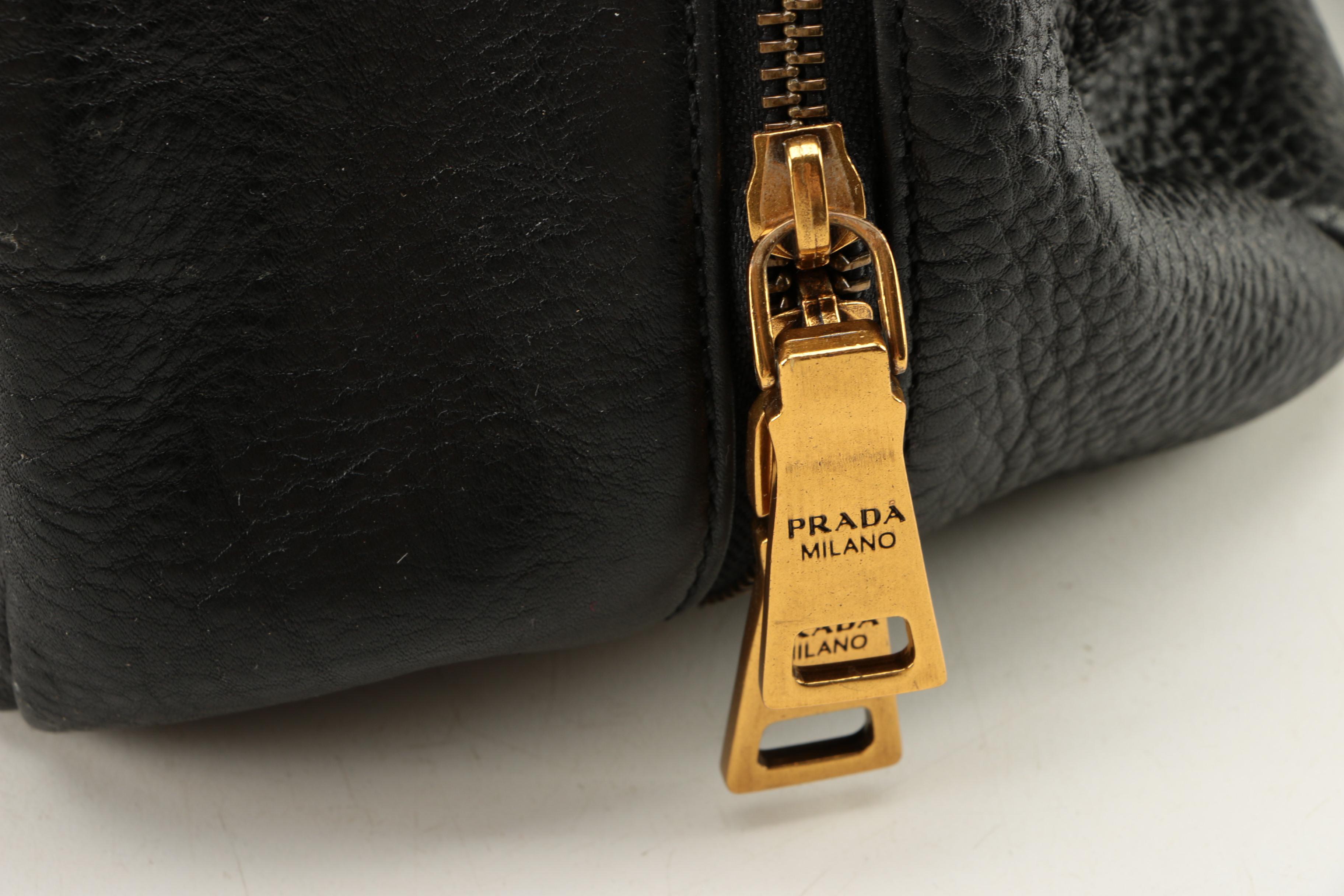Prada Black Pebbled Leather Handbag