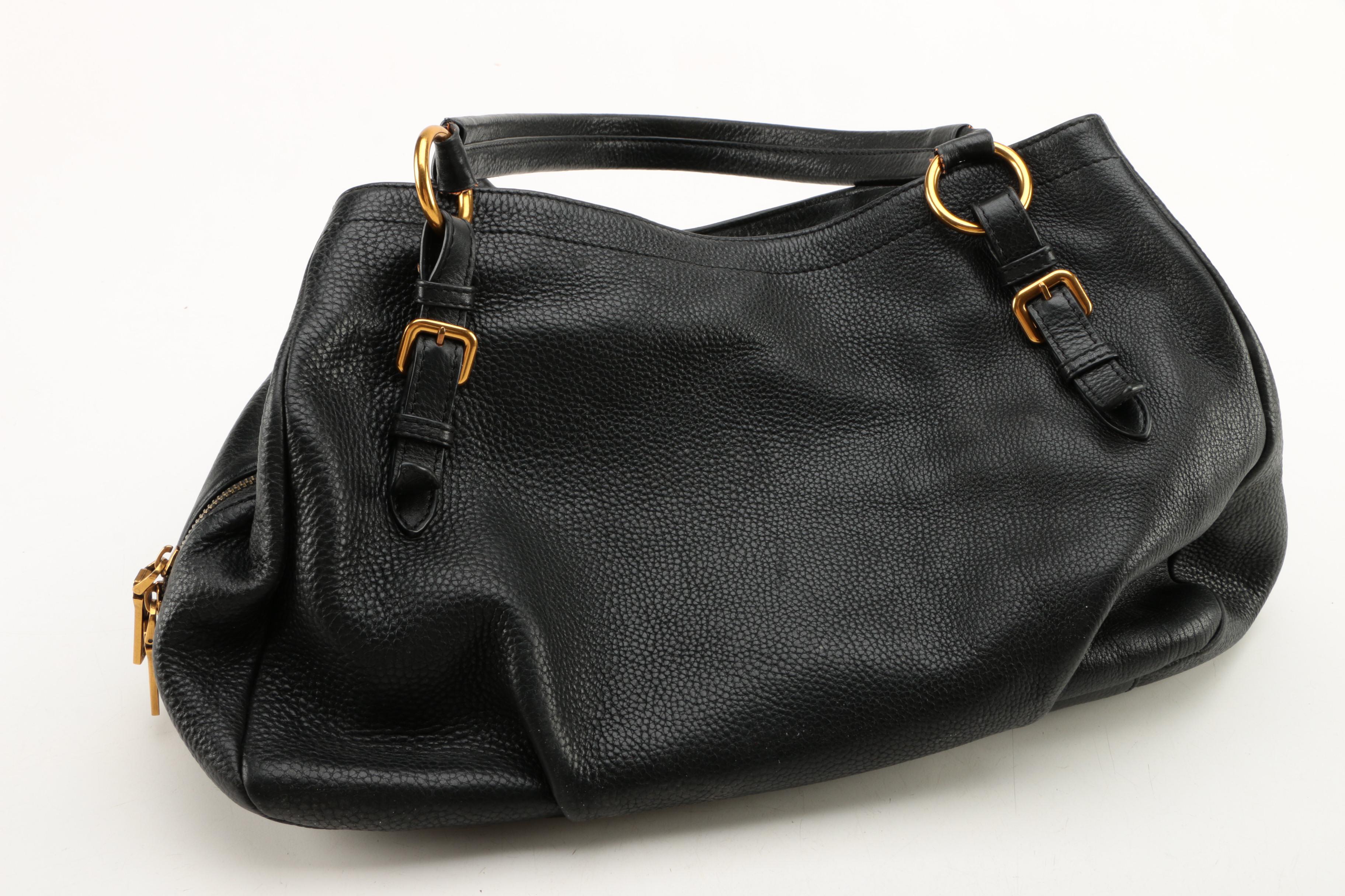 Prada Black Pebbled Leather Handbag