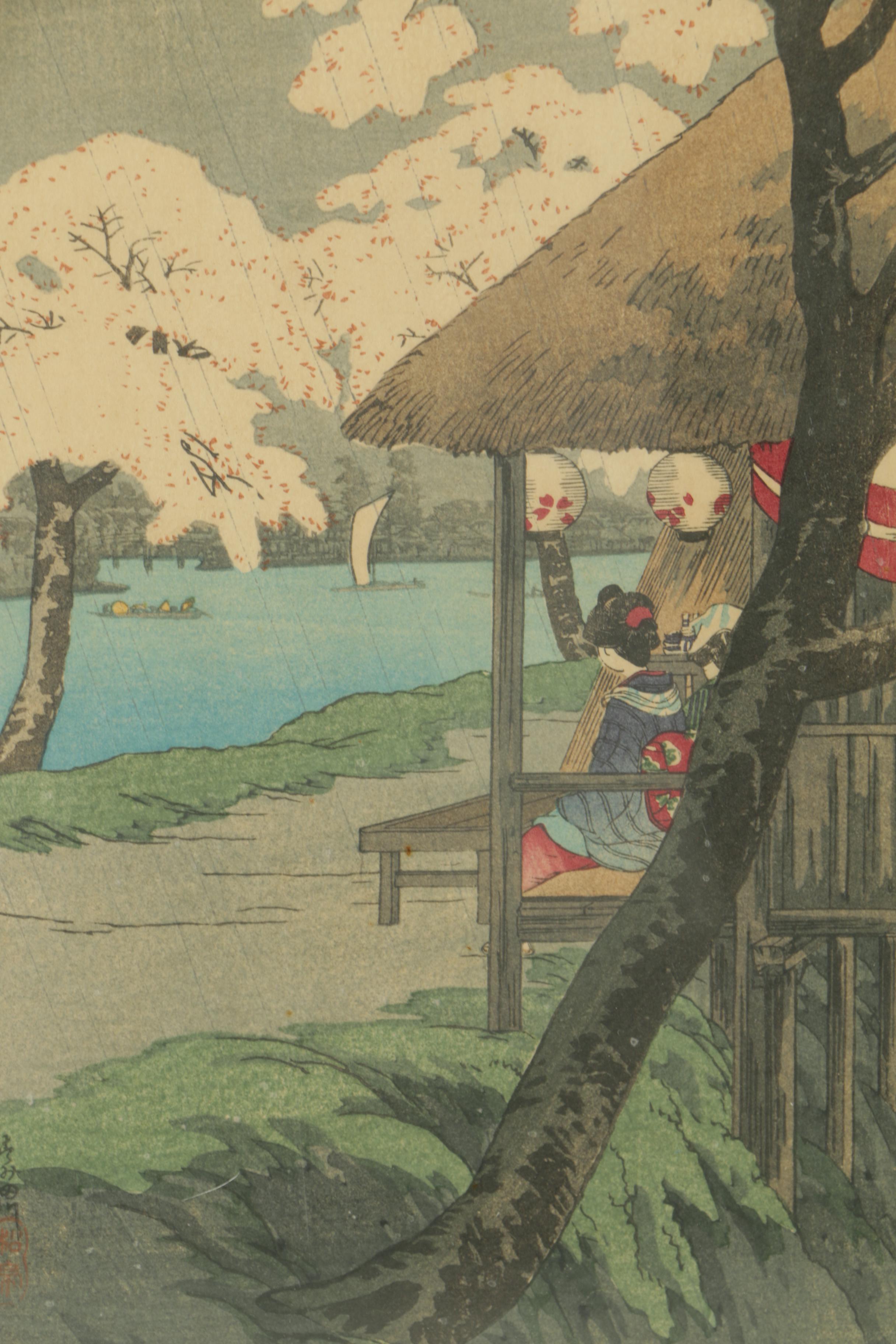 Restrike Woodblocks After Takahashi Shōtei's "Sumida River" and "Rickshaw"