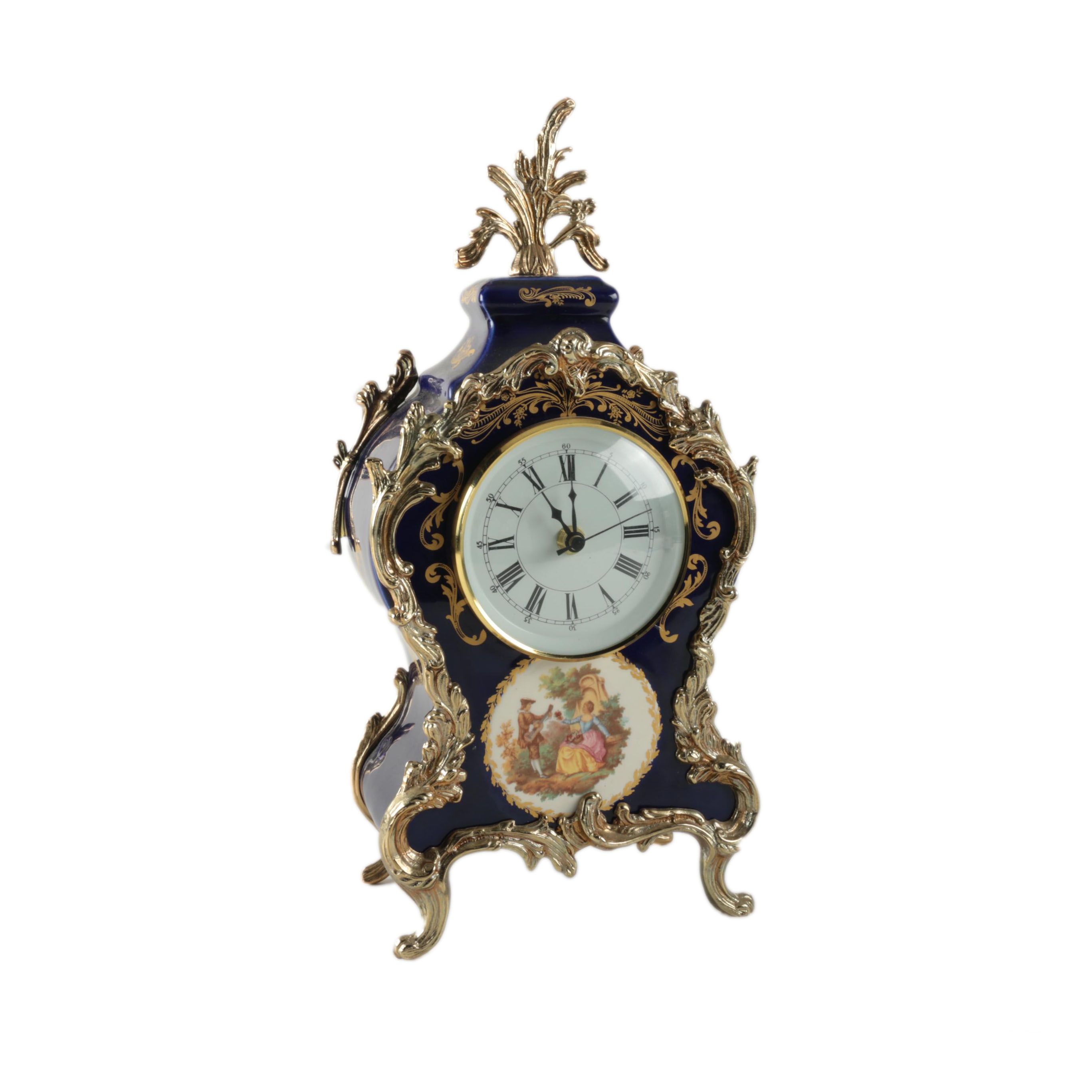 Vintage French Rococo Style Mantel Clock