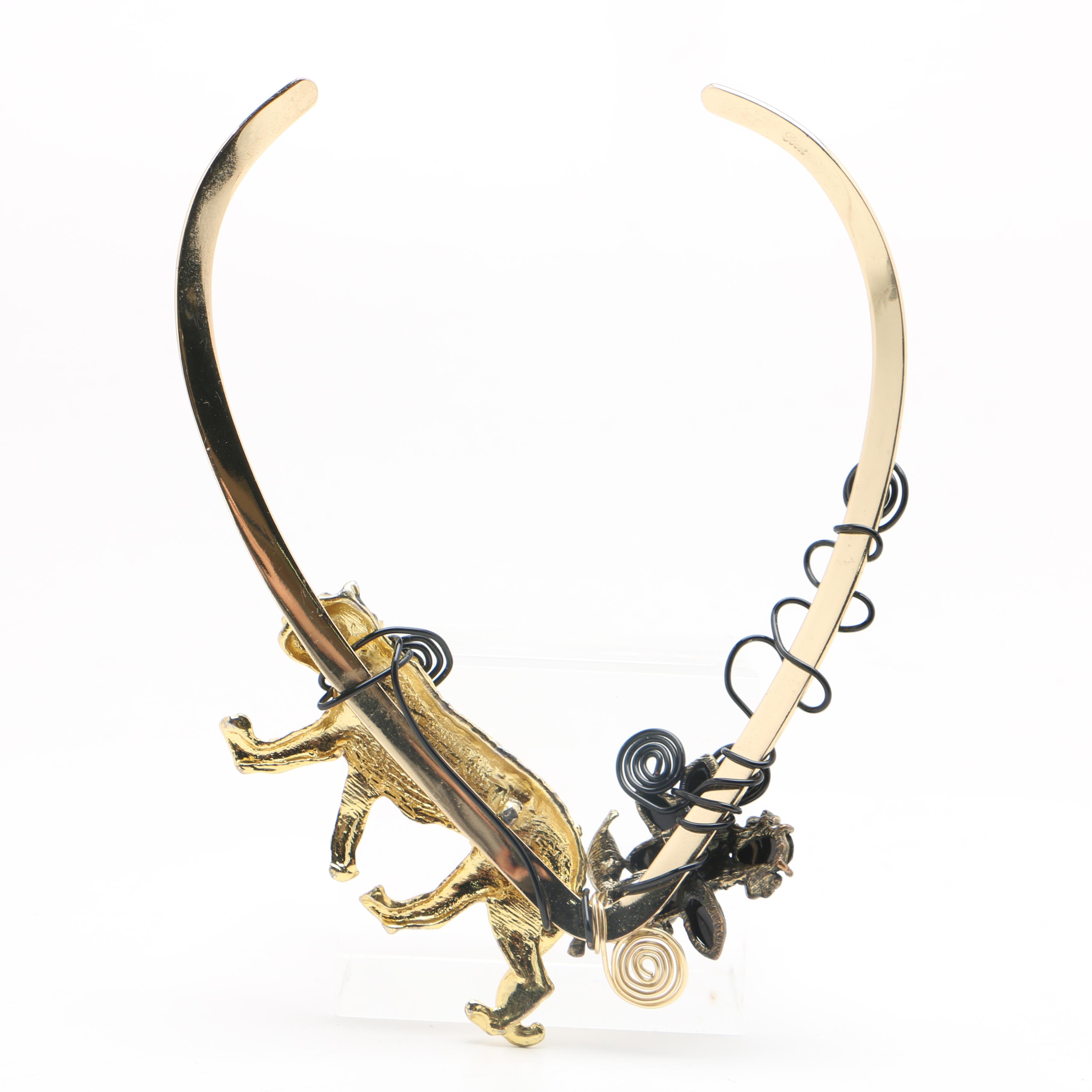 "Alilang" Rhinestone Choker with Bengal Tiger