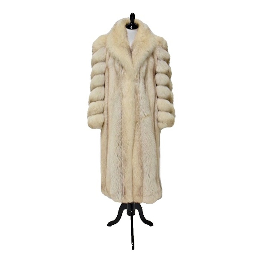 Full-Length Fox Fur Coat with Shawl Collar
