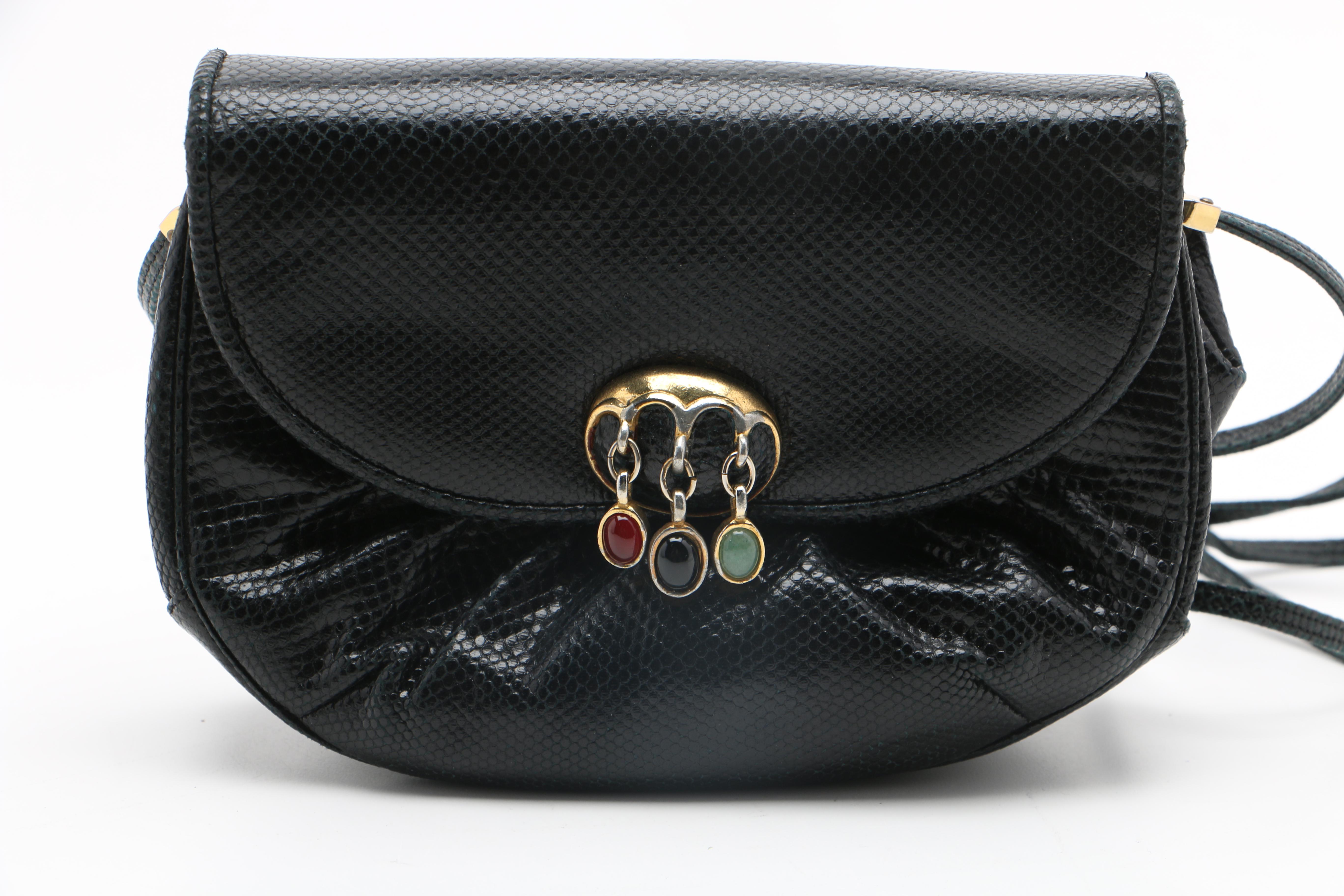 Judith Leiber Black Leather Evening Bag