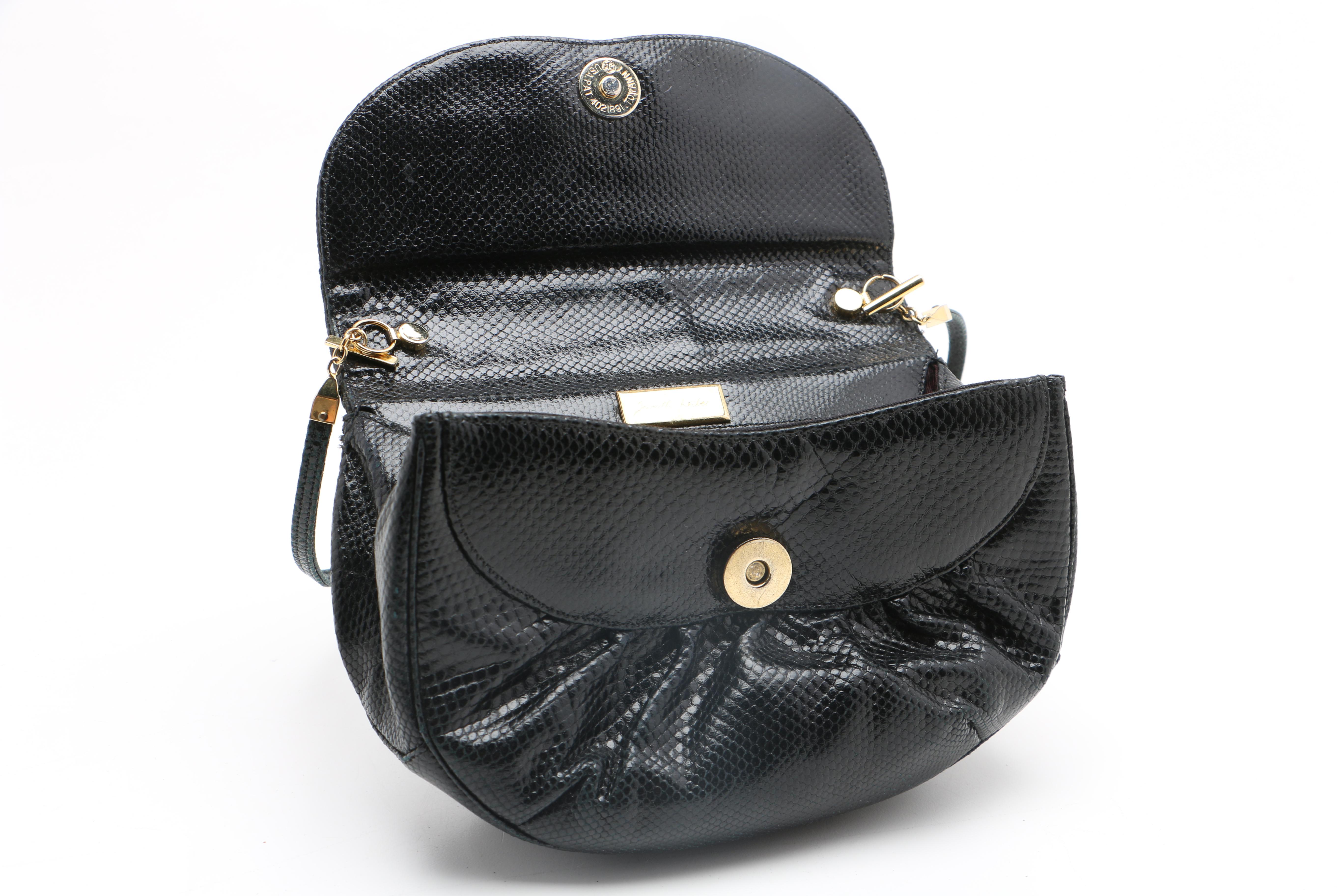 Judith Leiber Black Leather Evening Bag