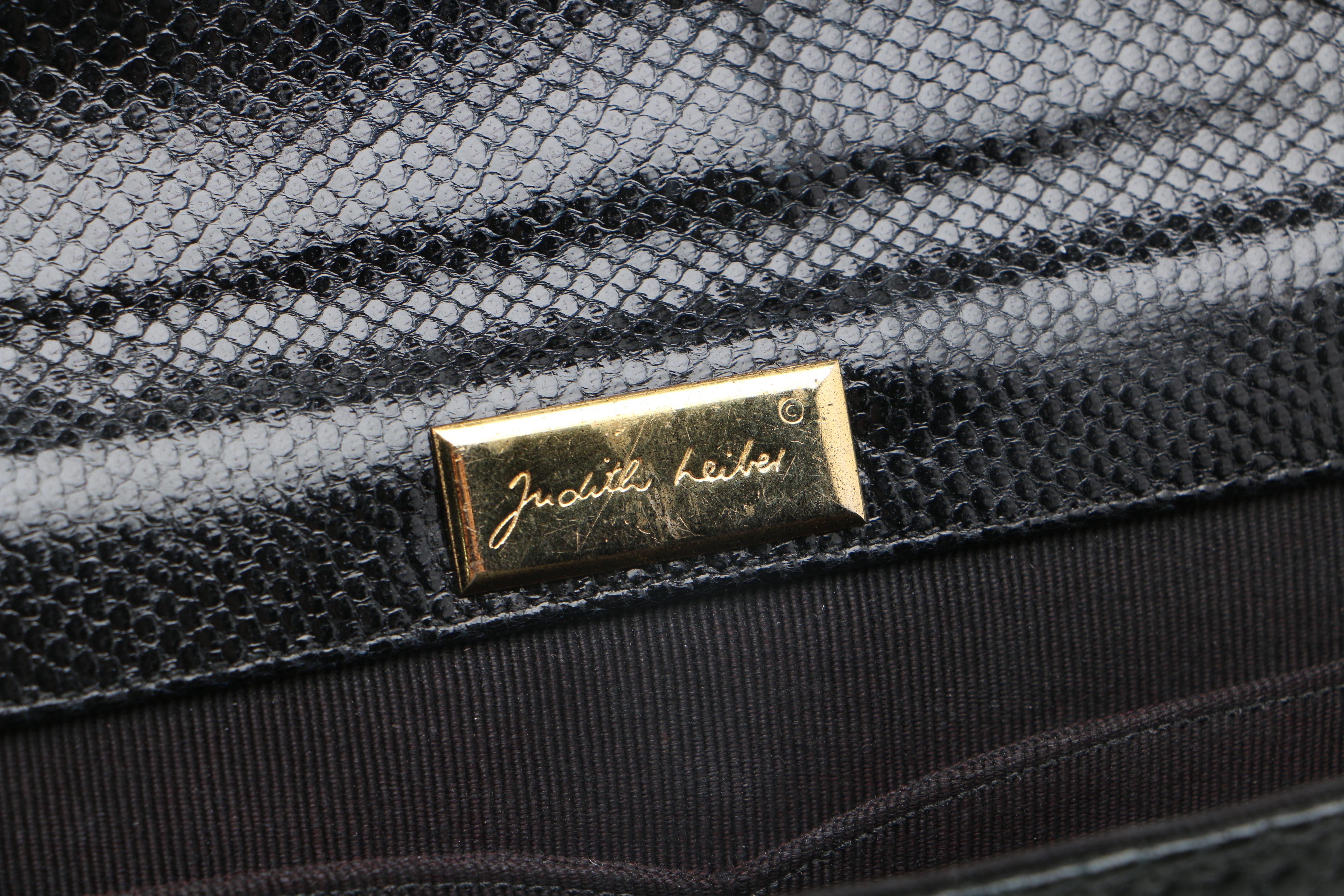 Judith Leiber Black Leather Evening Bag