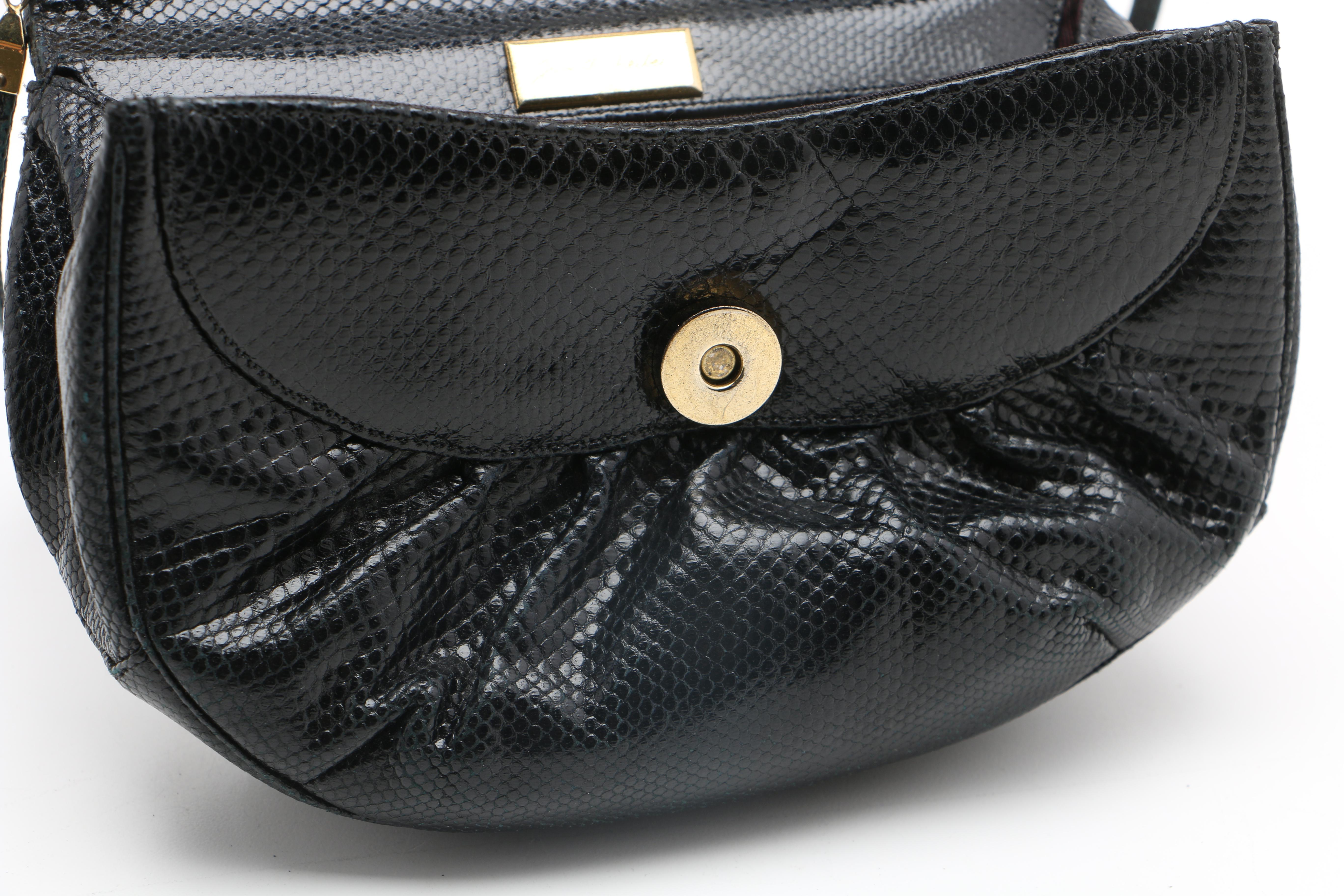 Judith Leiber Black Leather Evening Bag