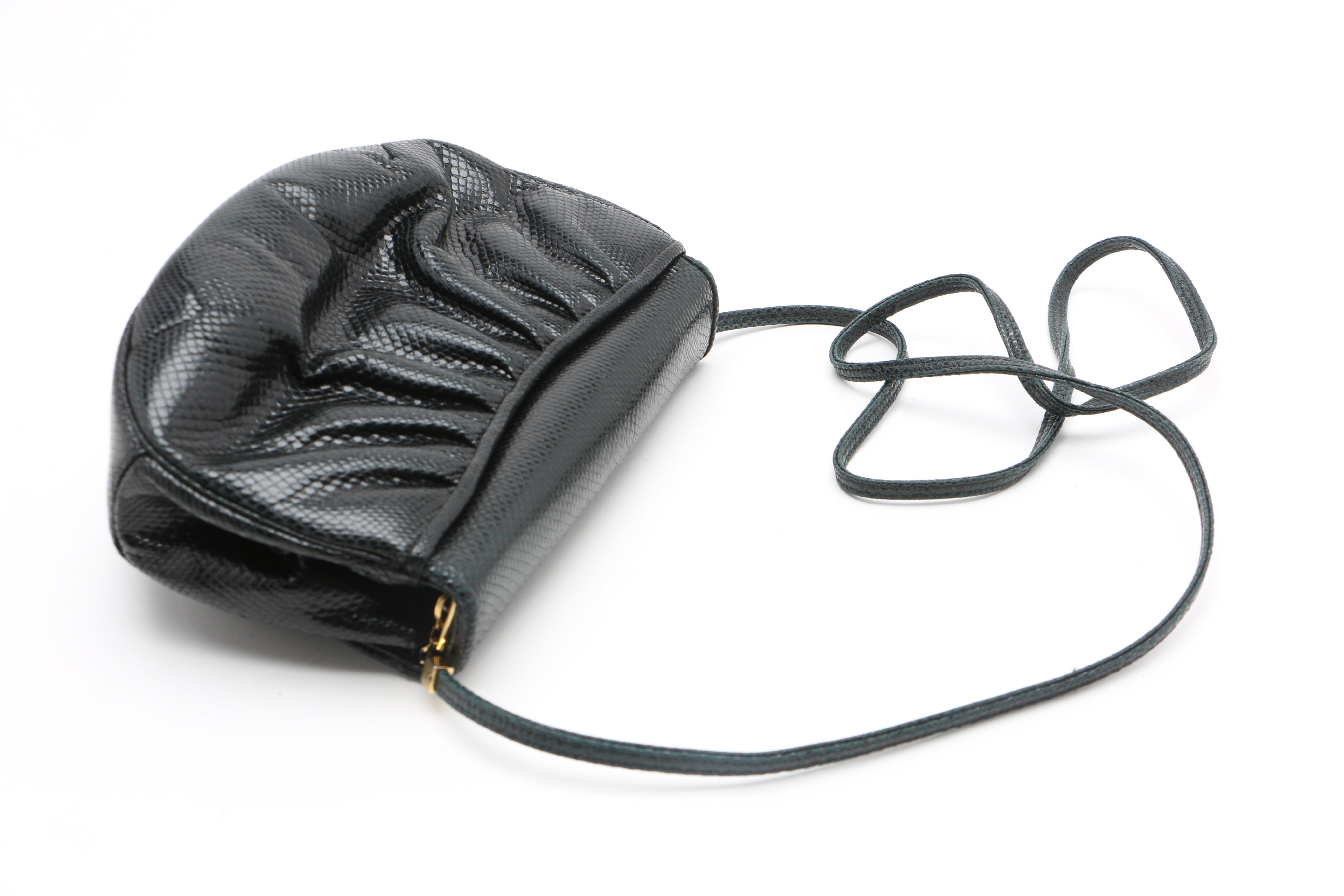 Judith Leiber Black Leather Evening Bag