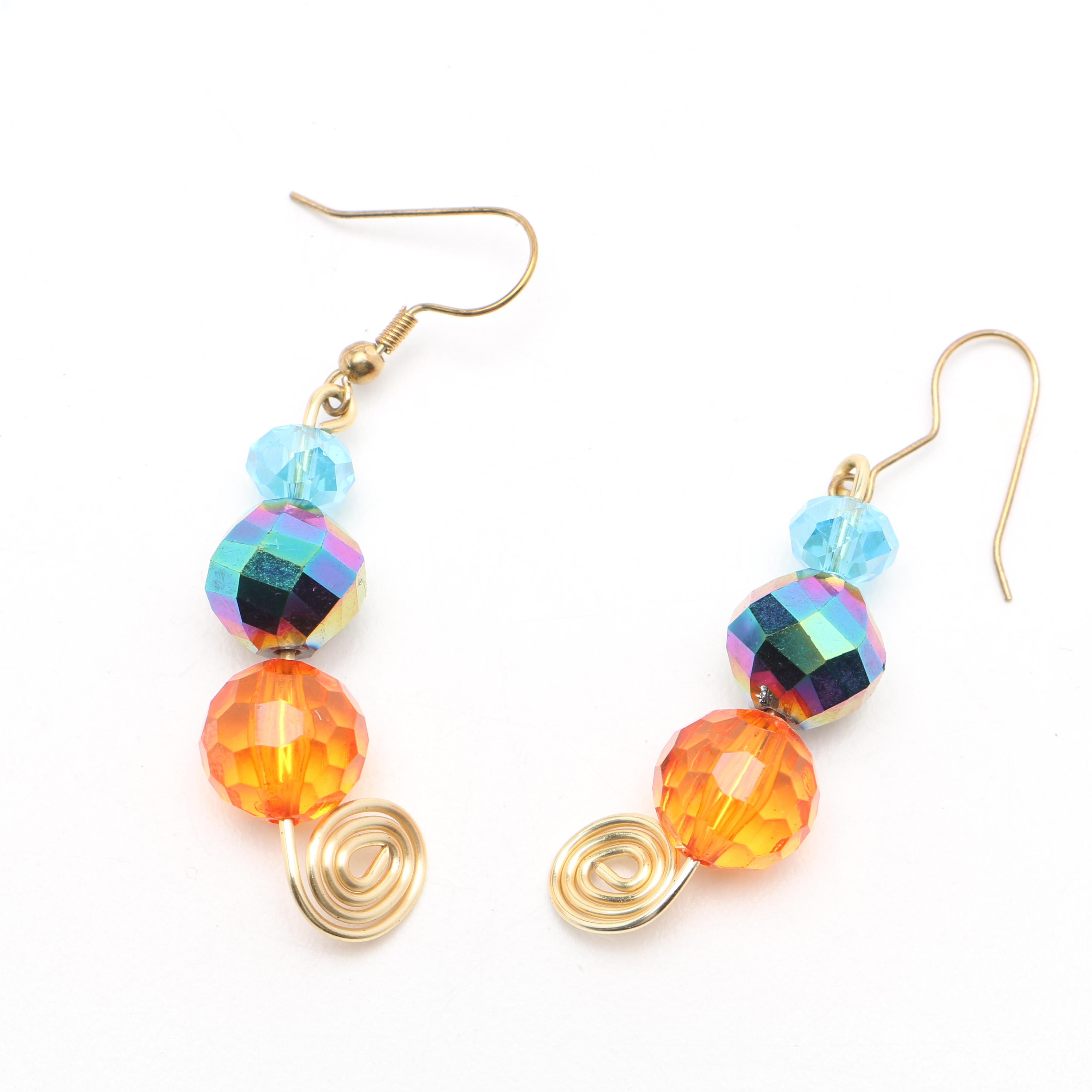 Colorful Beaded Choker Necklace and Coordinating Earrings