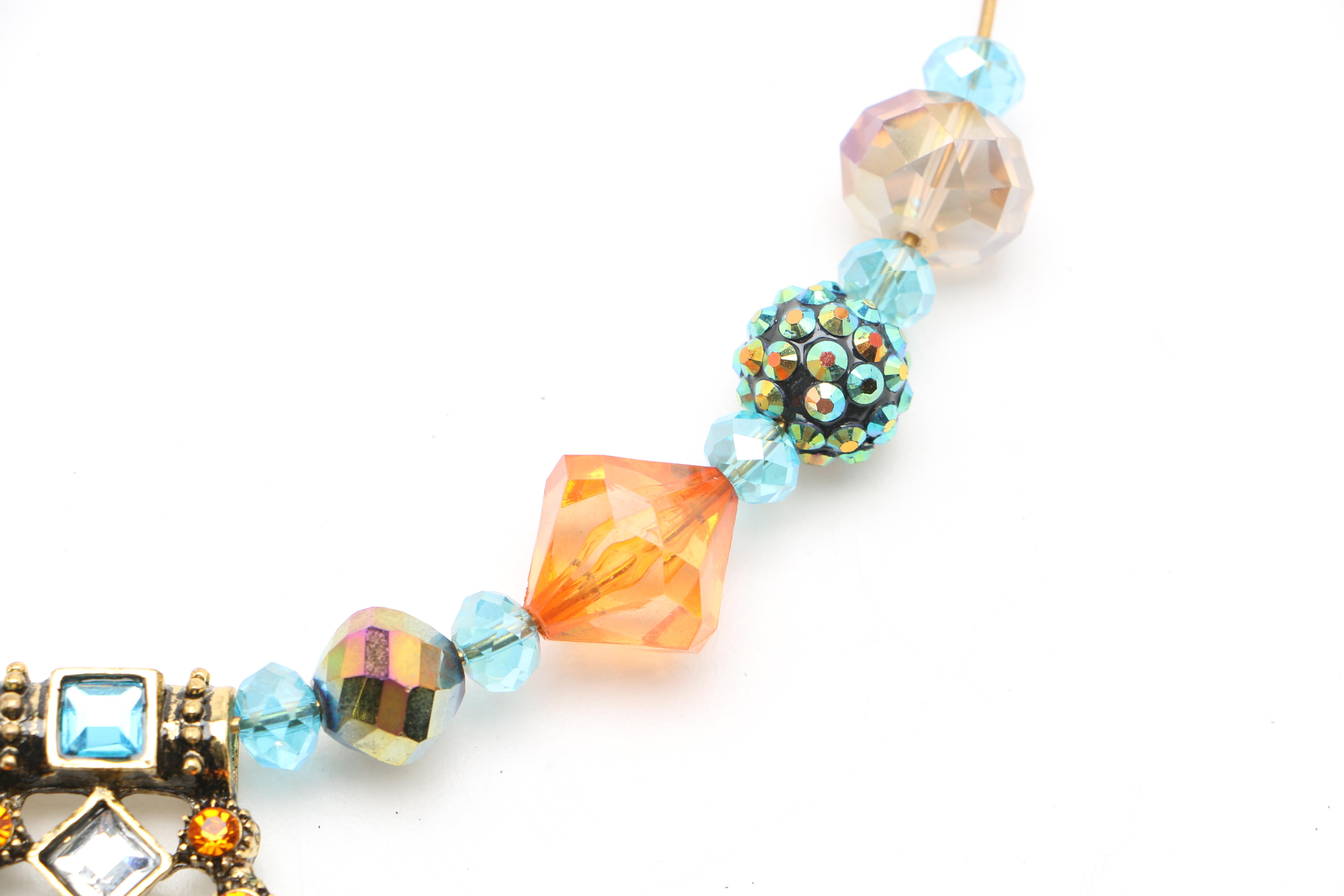 Colorful Beaded Choker Necklace and Coordinating Earrings