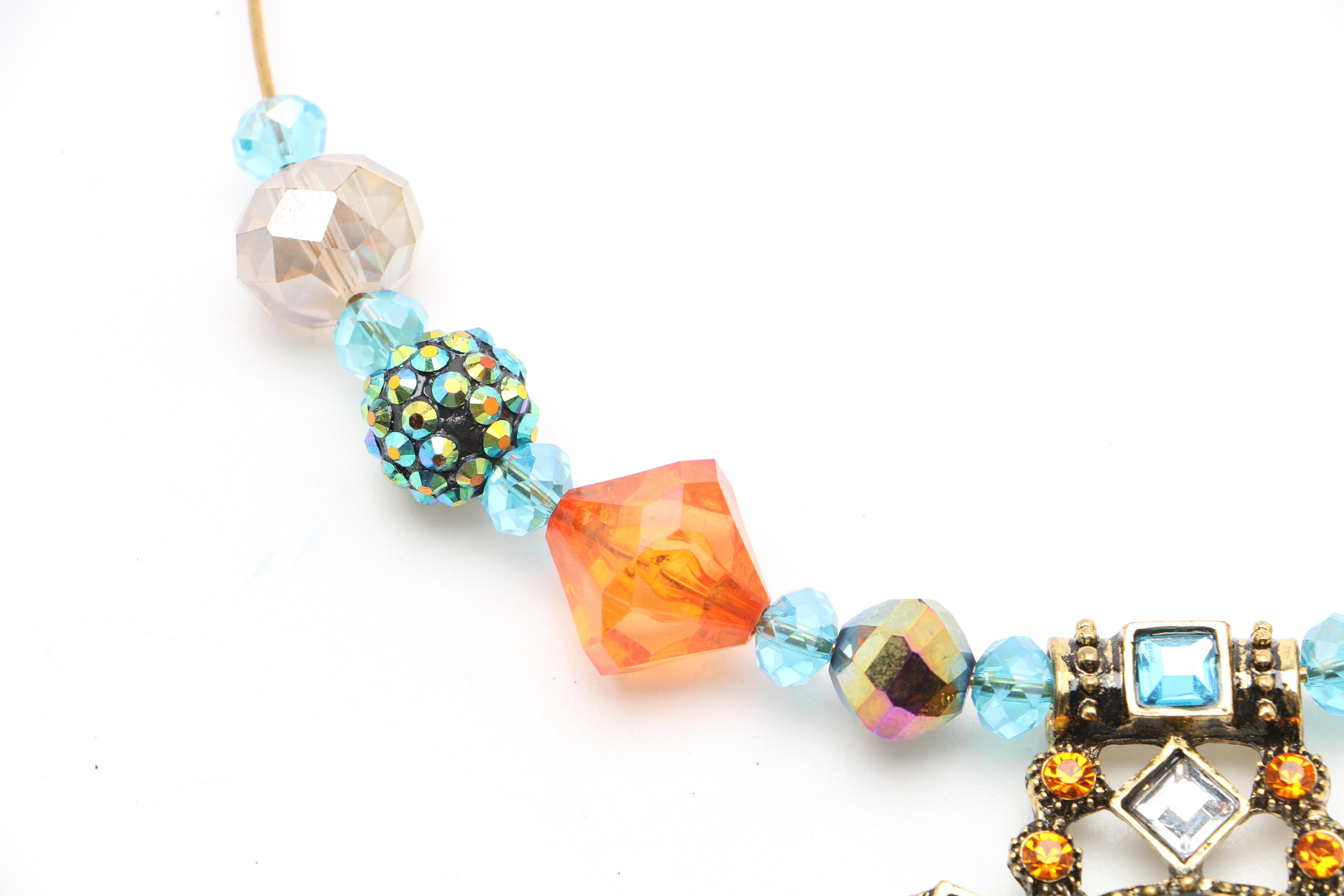 Colorful Beaded Choker Necklace and Coordinating Earrings