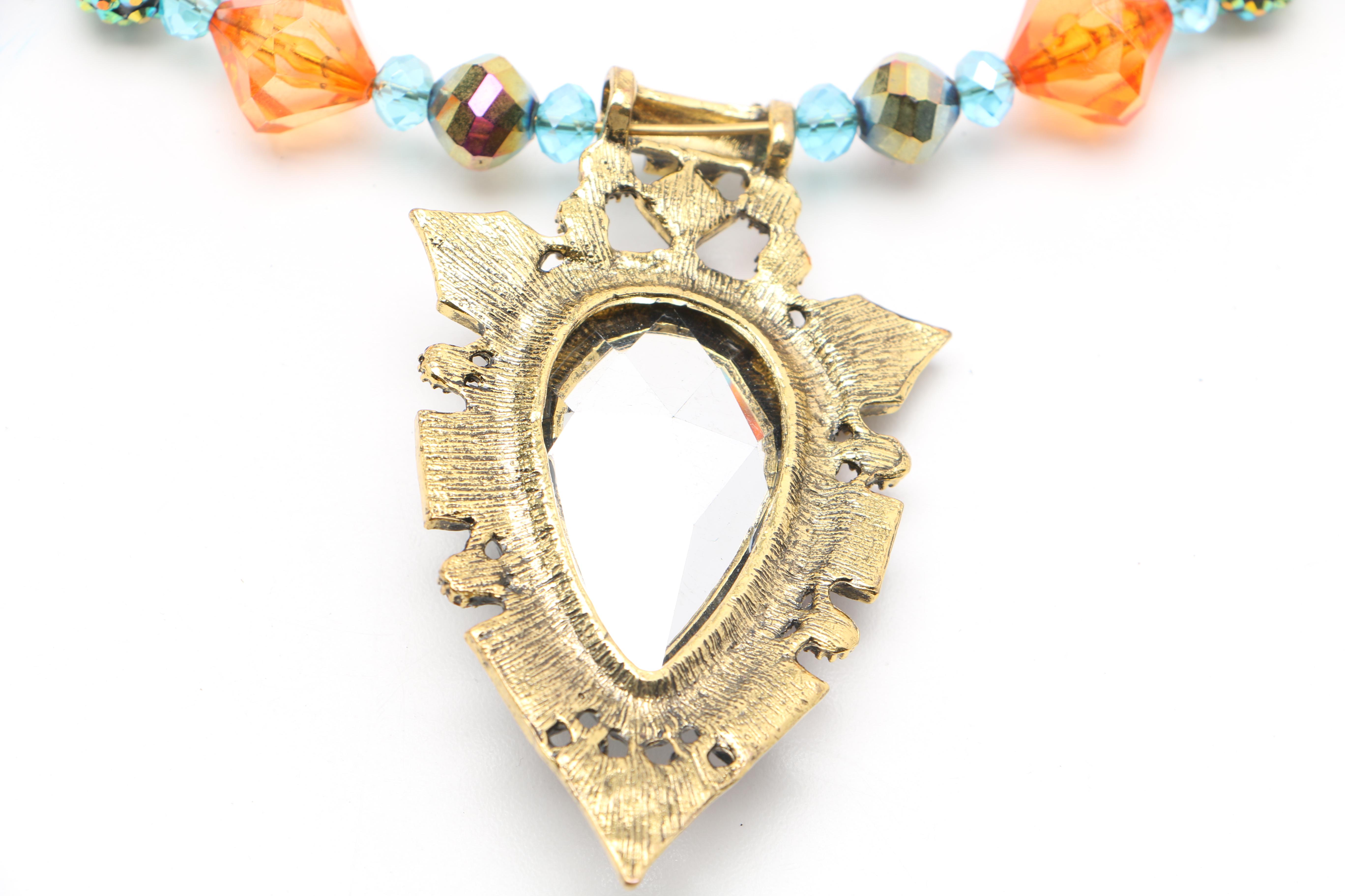 Colorful Beaded Choker Necklace and Coordinating Earrings