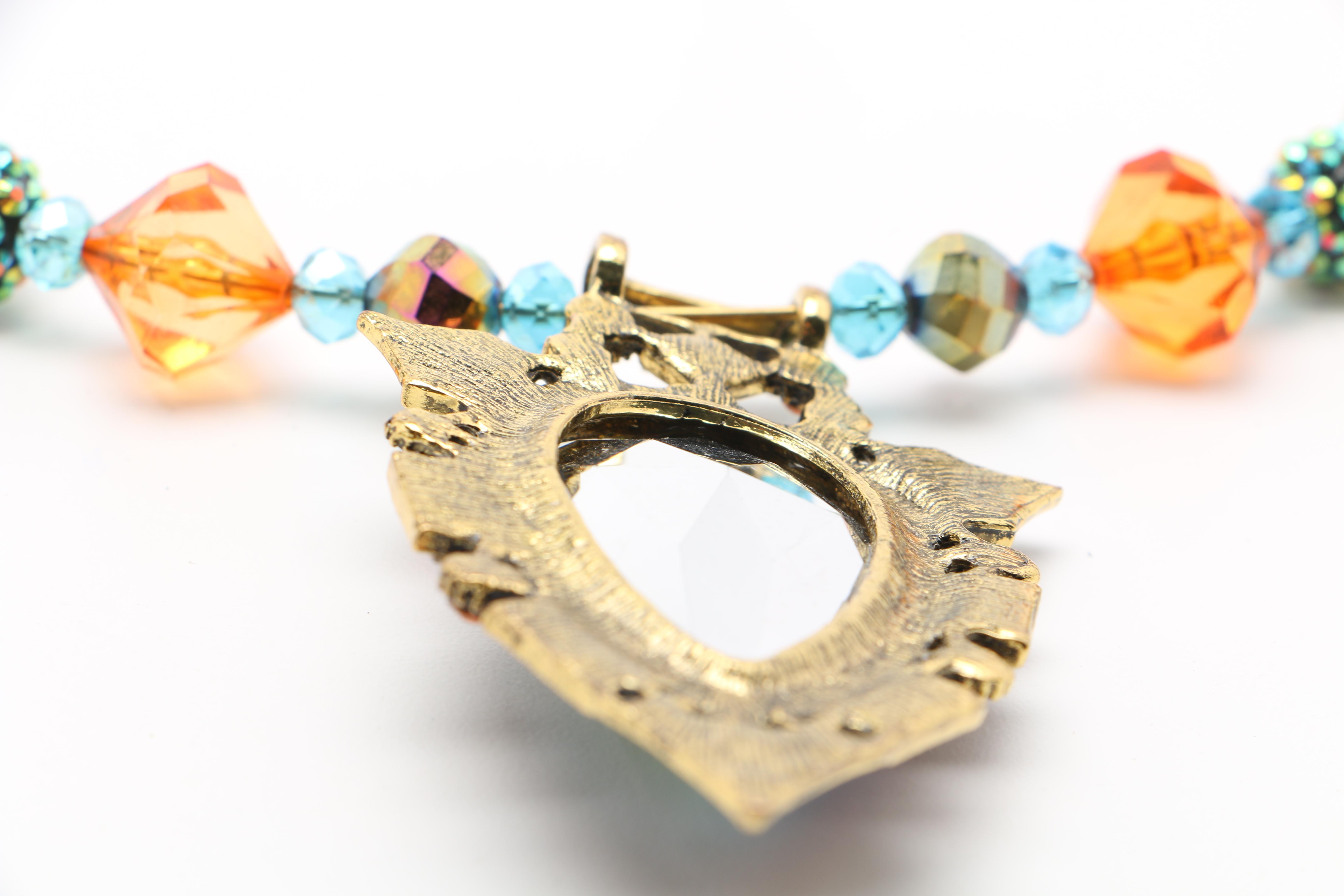 Colorful Beaded Choker Necklace and Coordinating Earrings