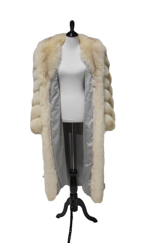 Full-Length Fox Fur Coat with Shawl Collar