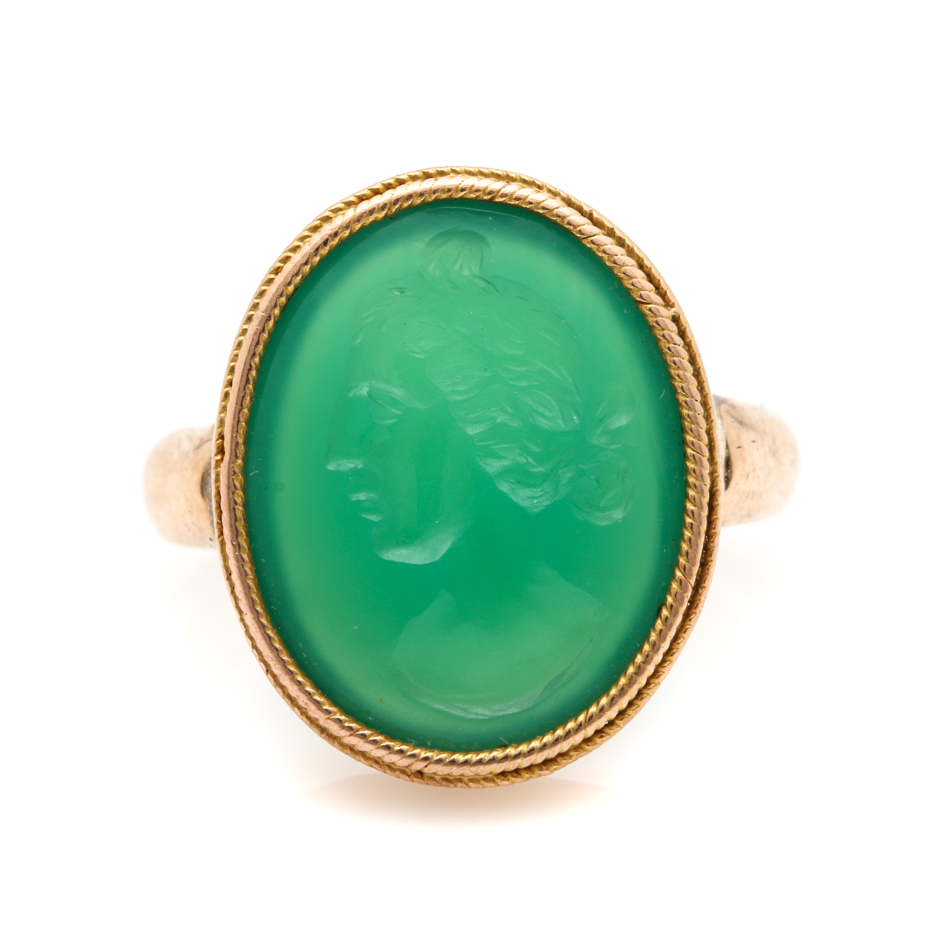 14K Rose Gold Chalcedony Intaglio Ring