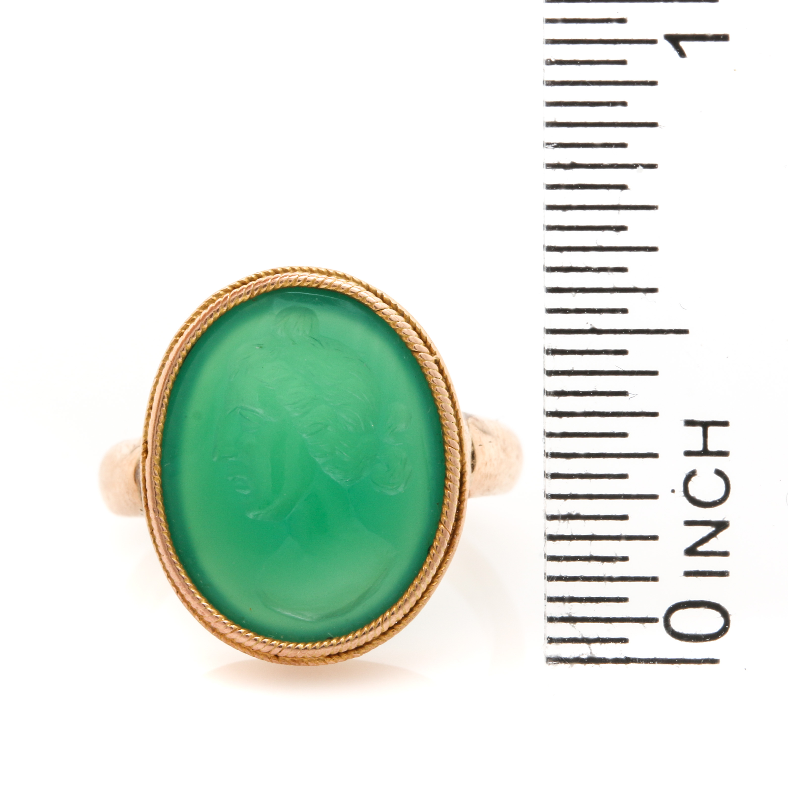 14K Rose Gold Chalcedony Intaglio Ring