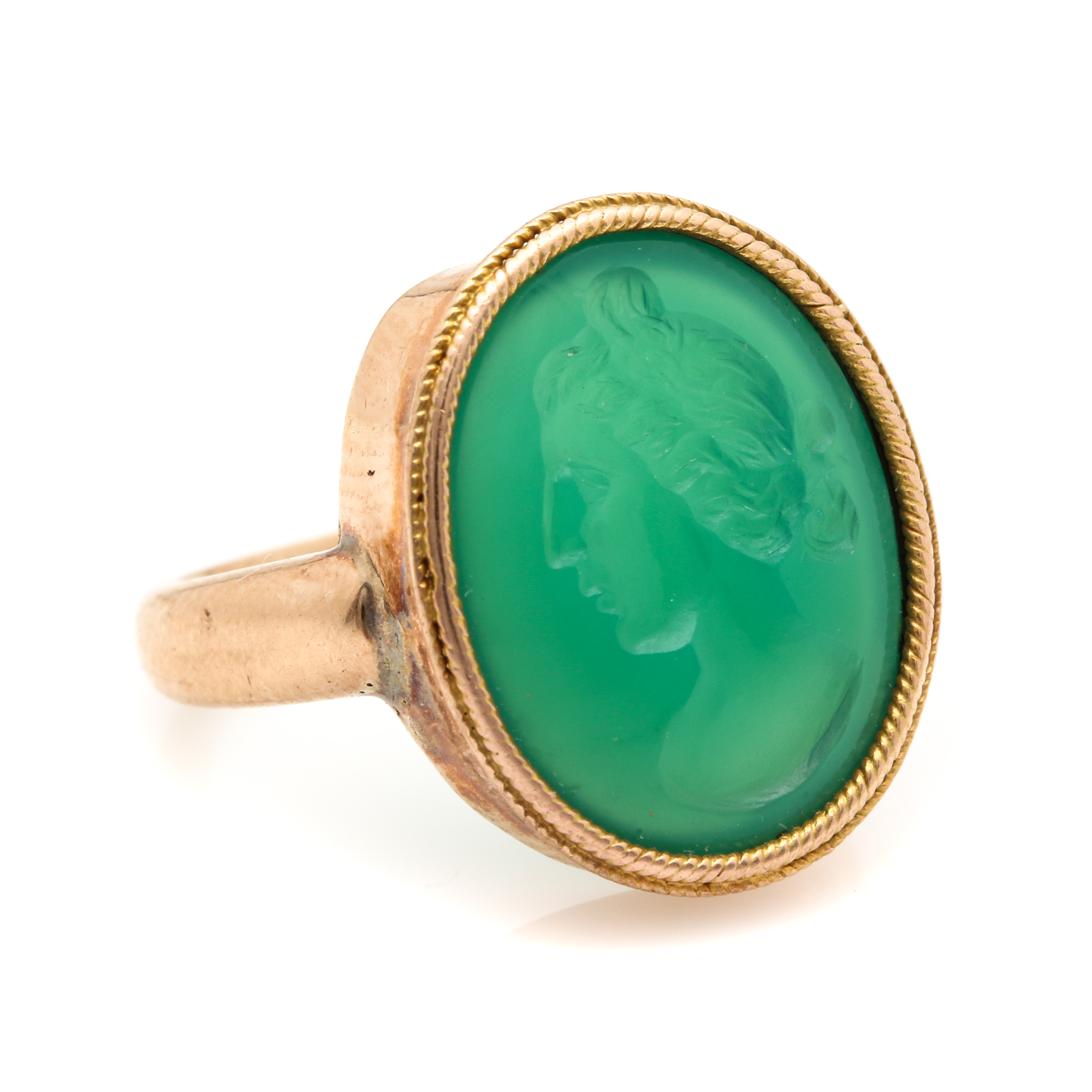 14K Rose Gold Chalcedony Intaglio Ring