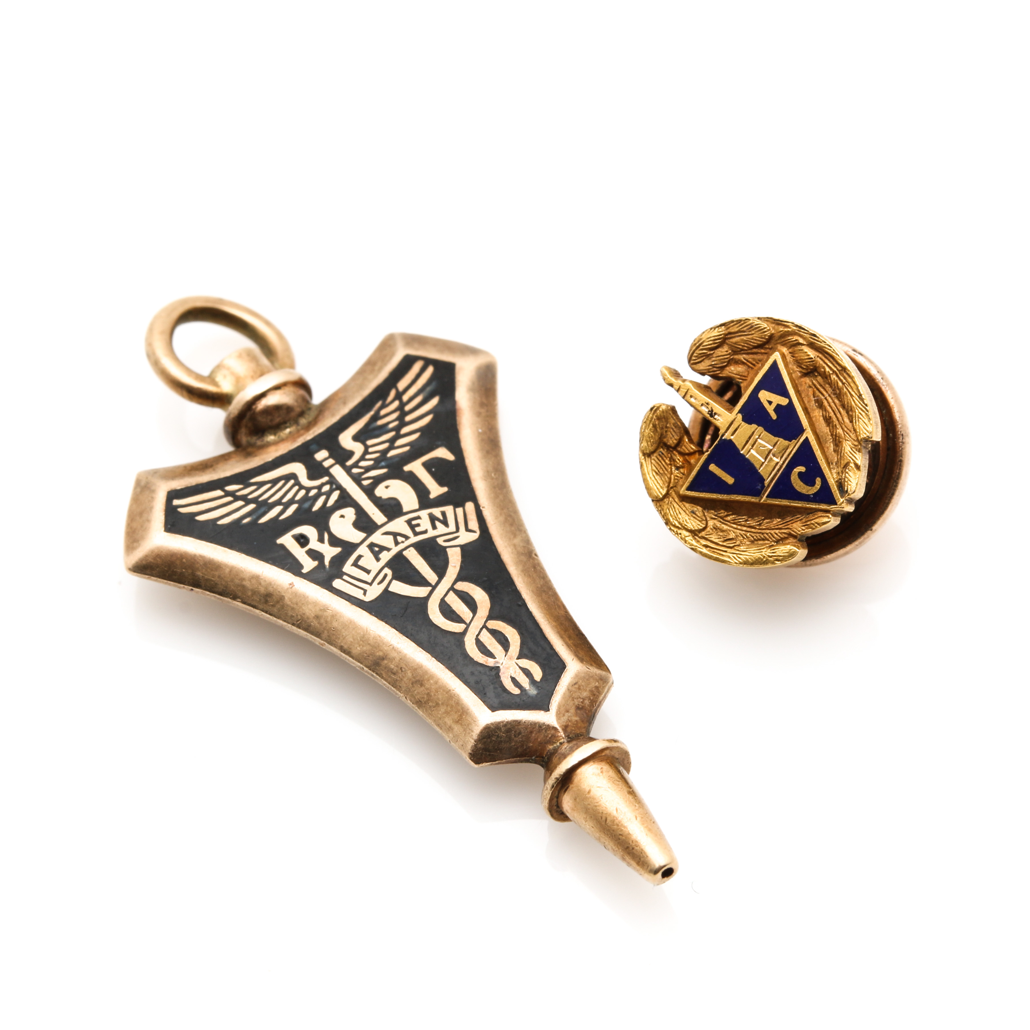 10K and 14K Yellow Gold Enameled Emblematic Jewelry