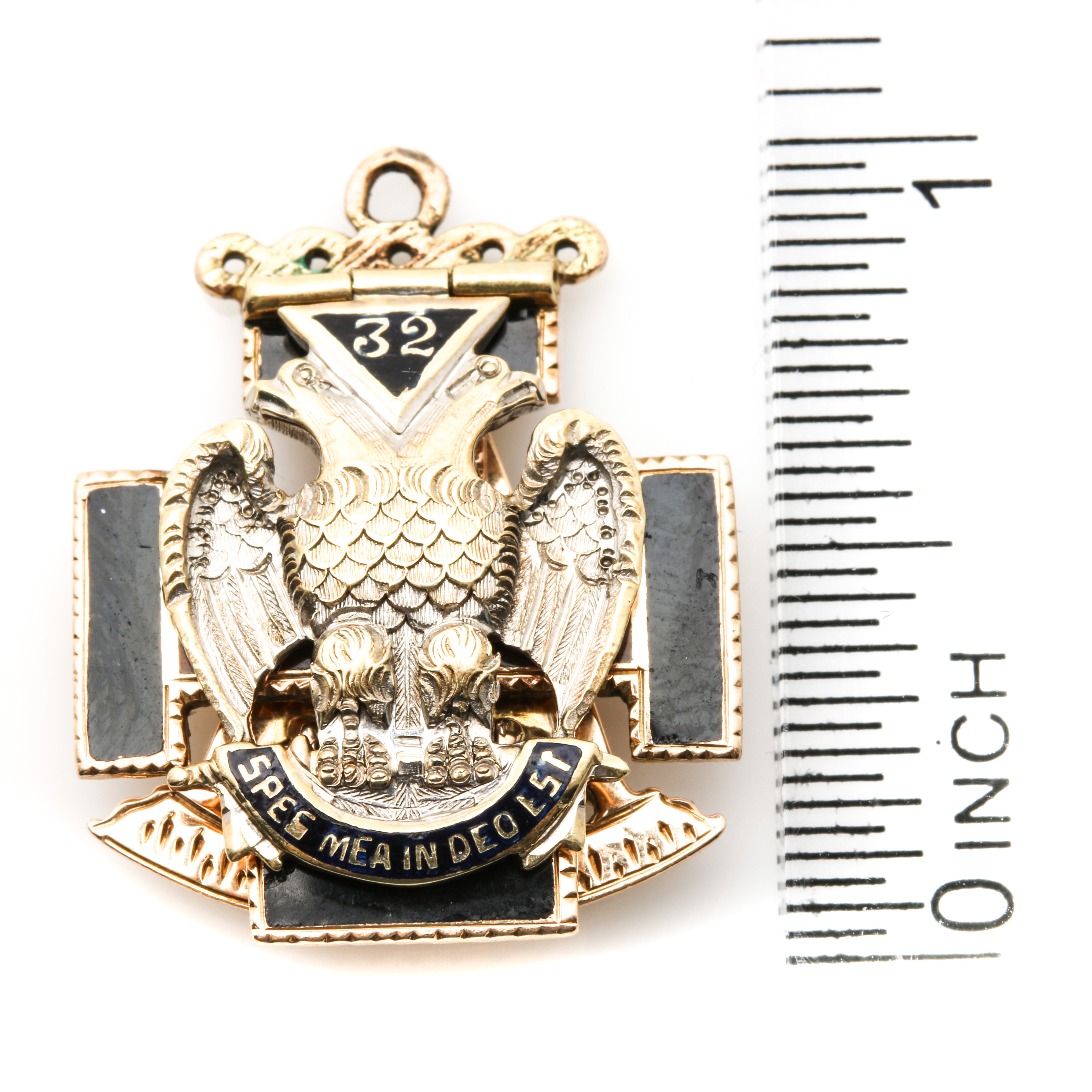 10K and 14K Yellow Gold Hinged Freemasonry Enameled Pendant