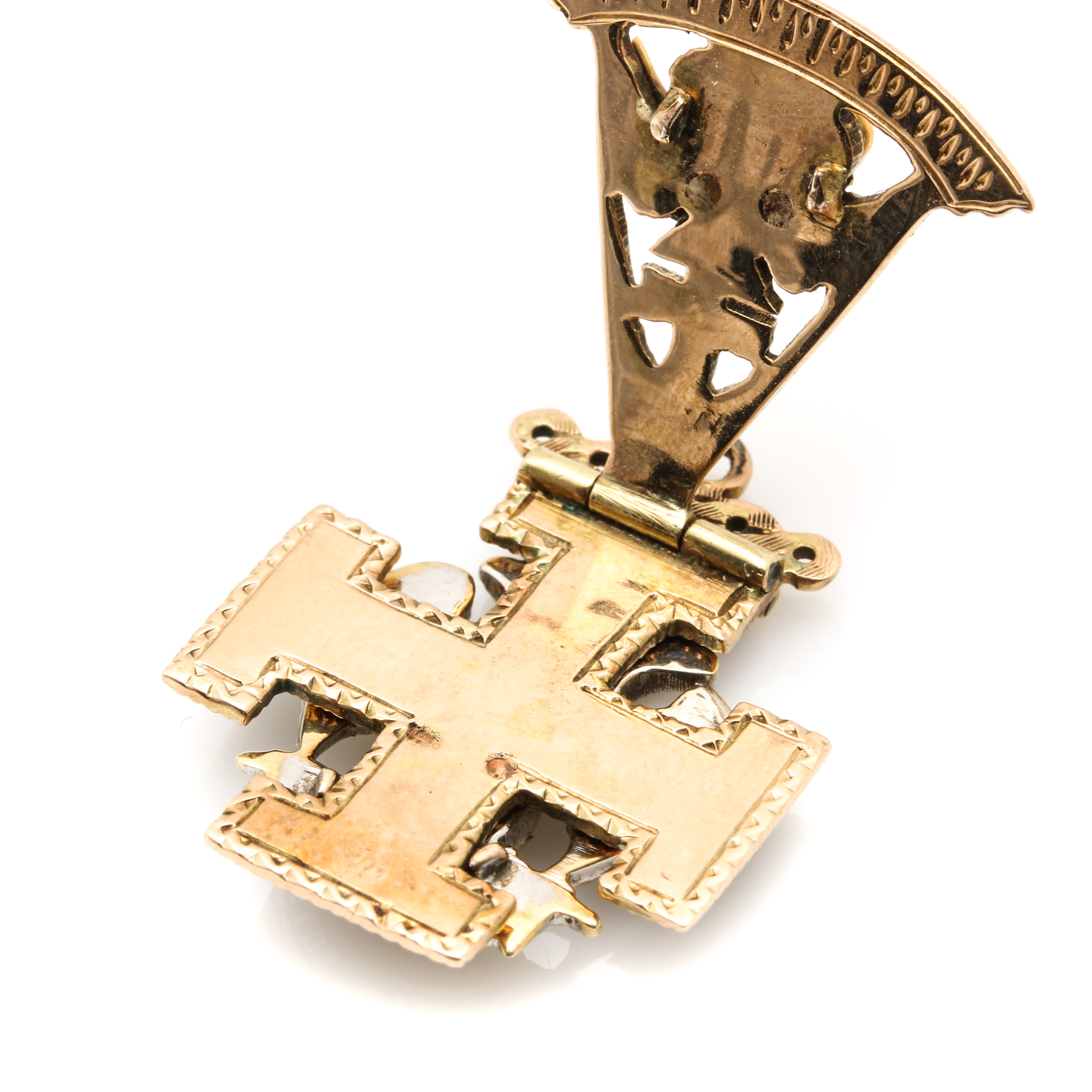 10K and 14K Yellow Gold Hinged Freemasonry Enameled Pendant