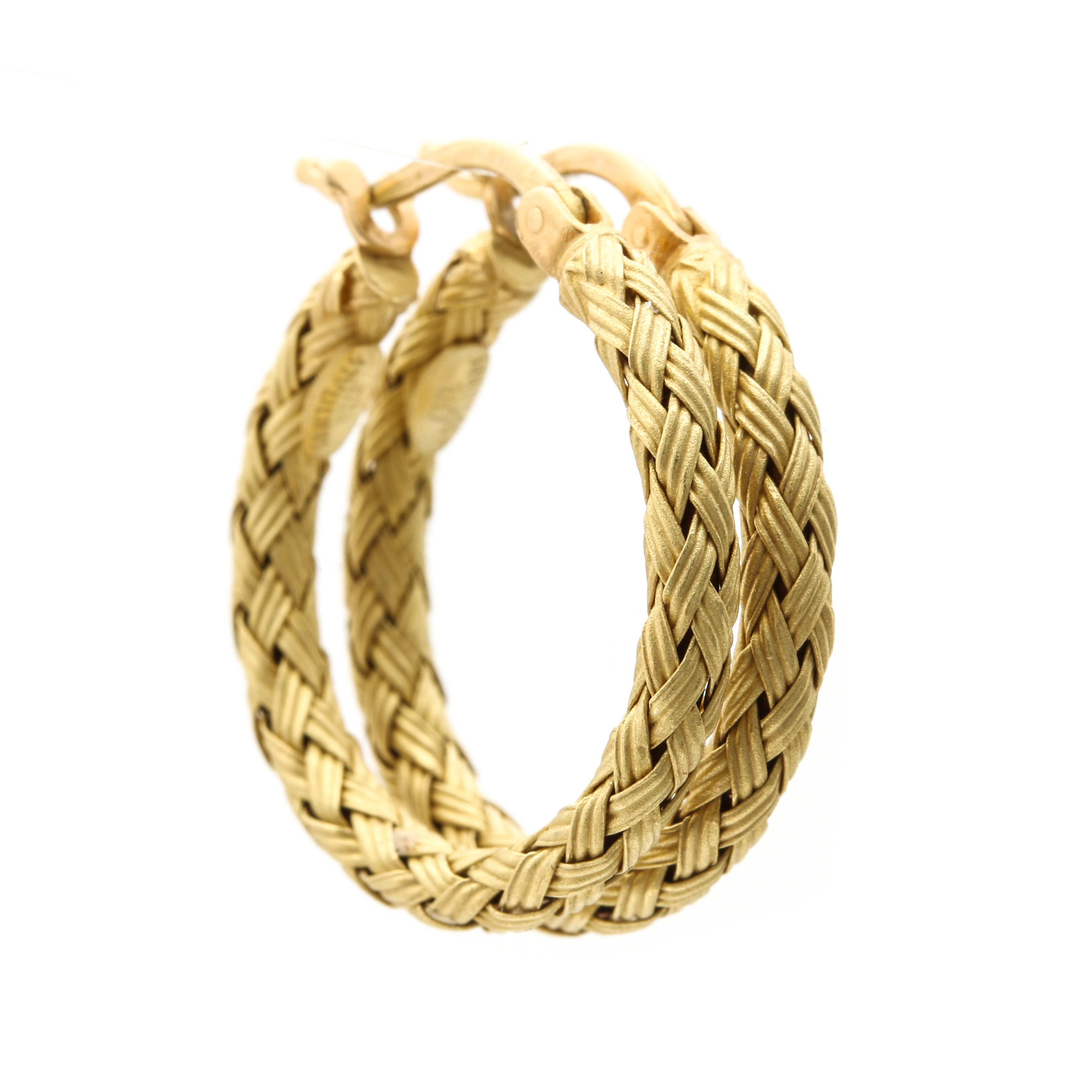 18K Yellow Gold Braided Hoop Earrings