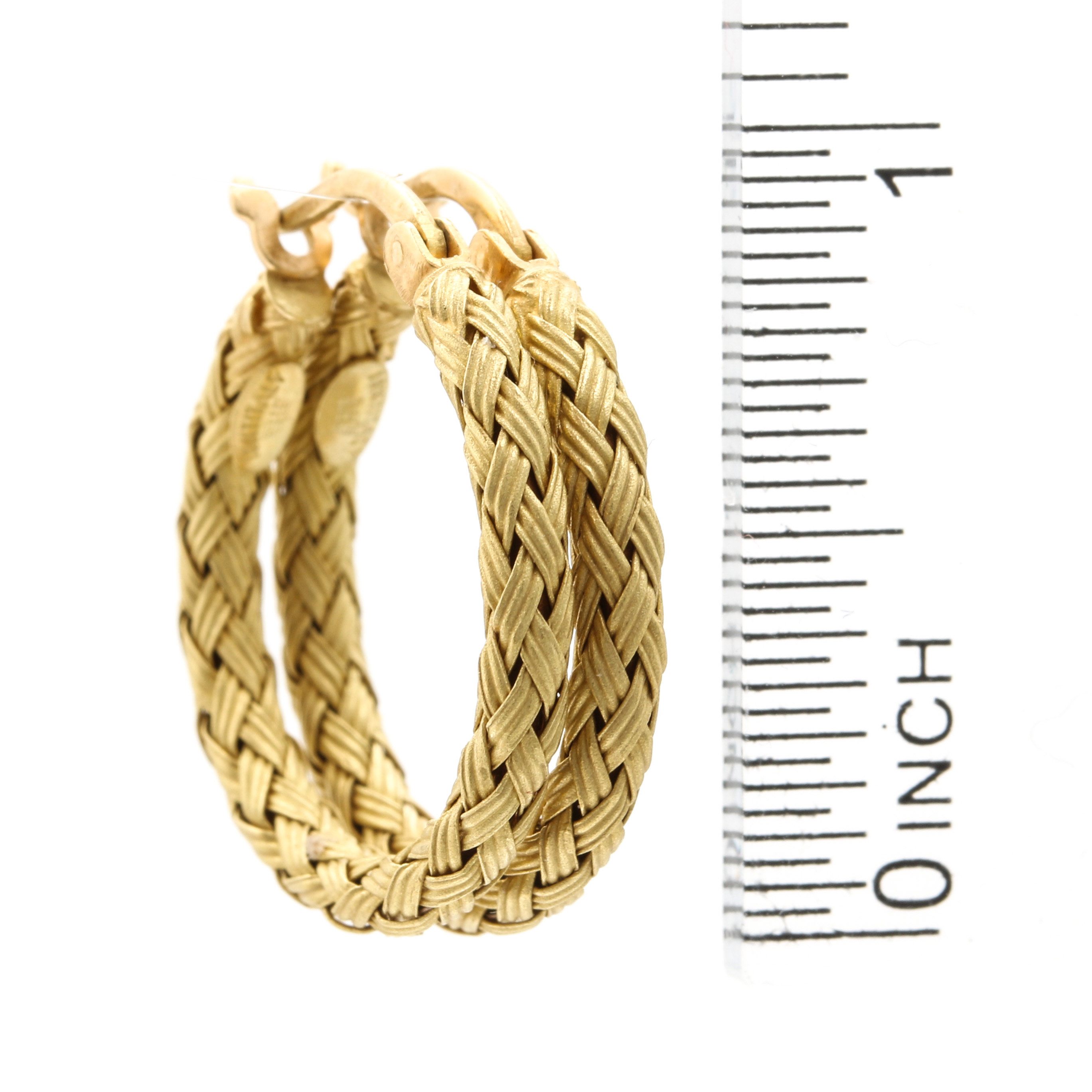 18K Yellow Gold Braided Hoop Earrings