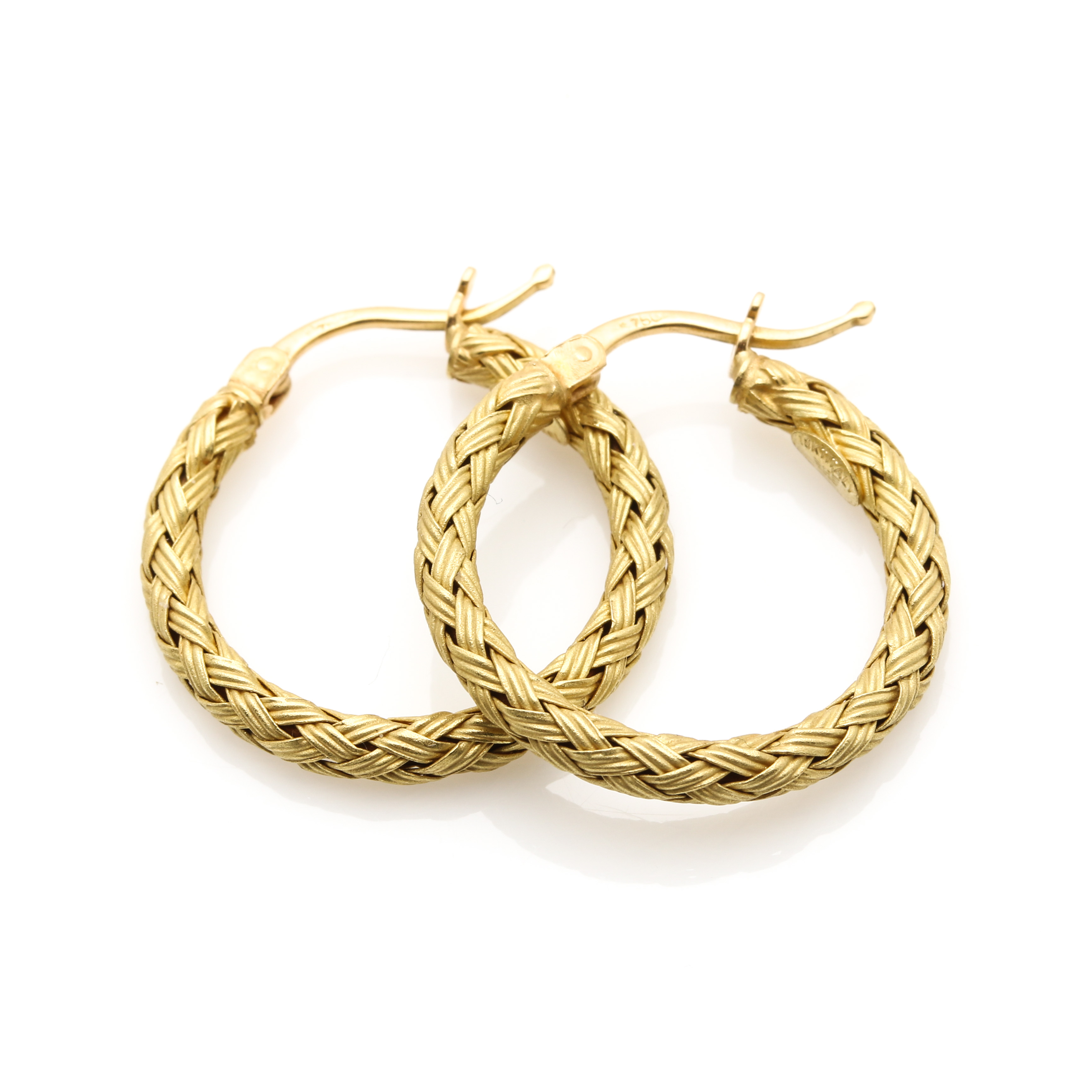 18K Yellow Gold Braided Hoop Earrings