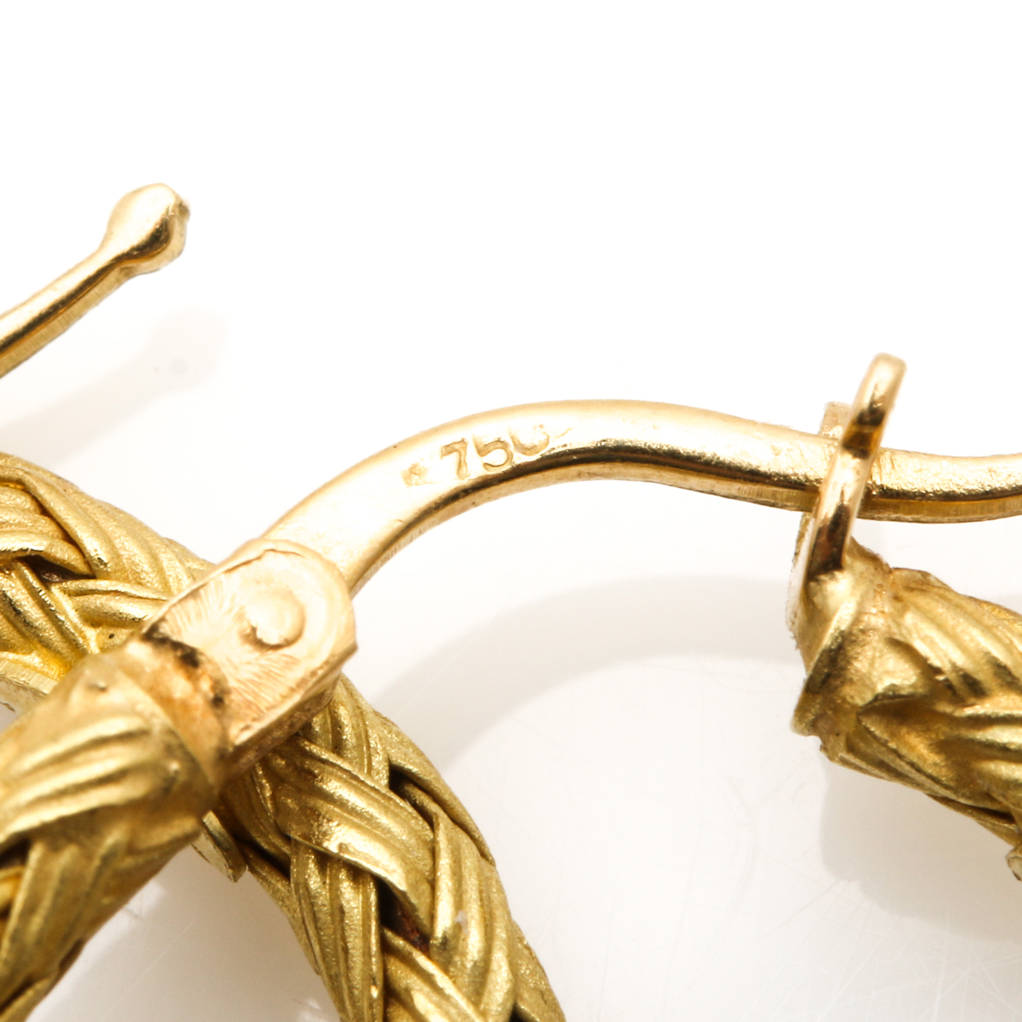 18K Yellow Gold Braided Hoop Earrings